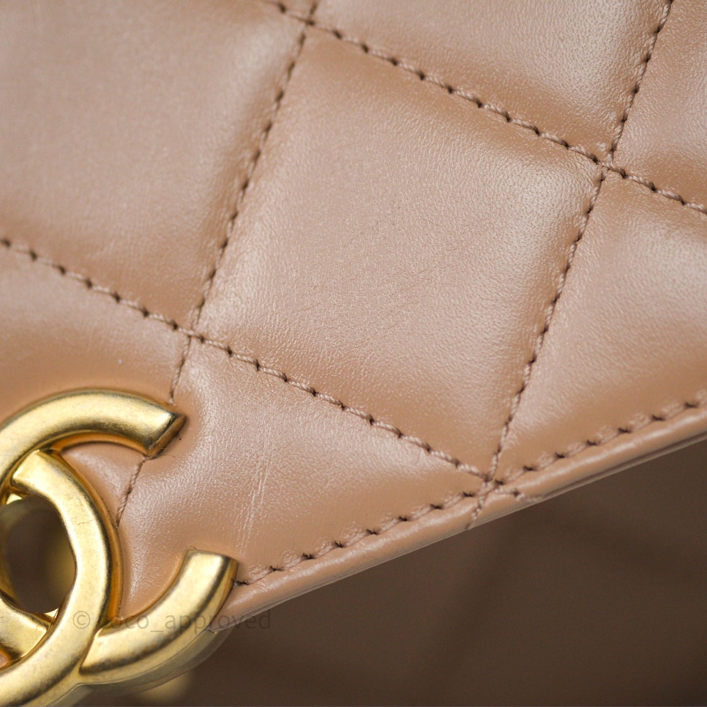 Chanel Quilted Mini Perfect Fit Adjustable Beige Calfskin Gold Hardware