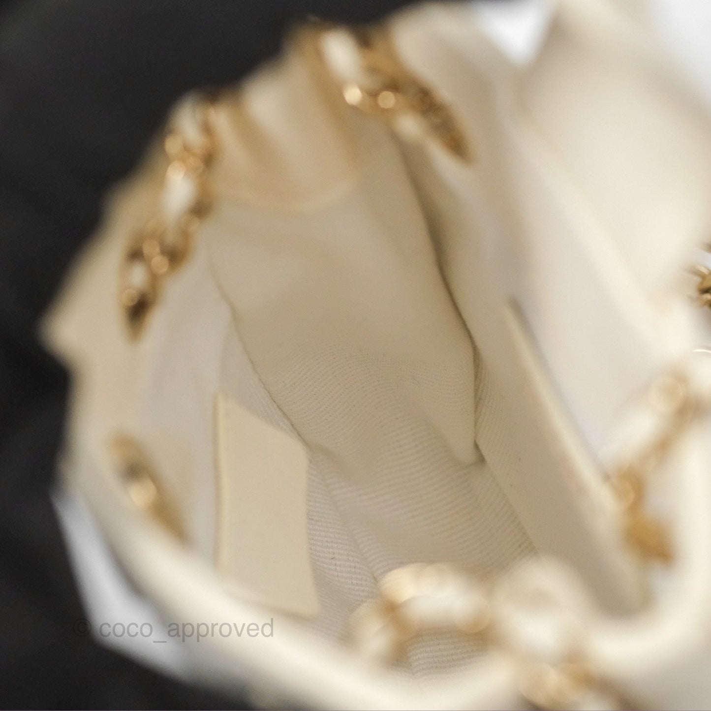 Chanel Mini Square Clutch with Chain Ivory Lambskin Gold Hardware 22C
