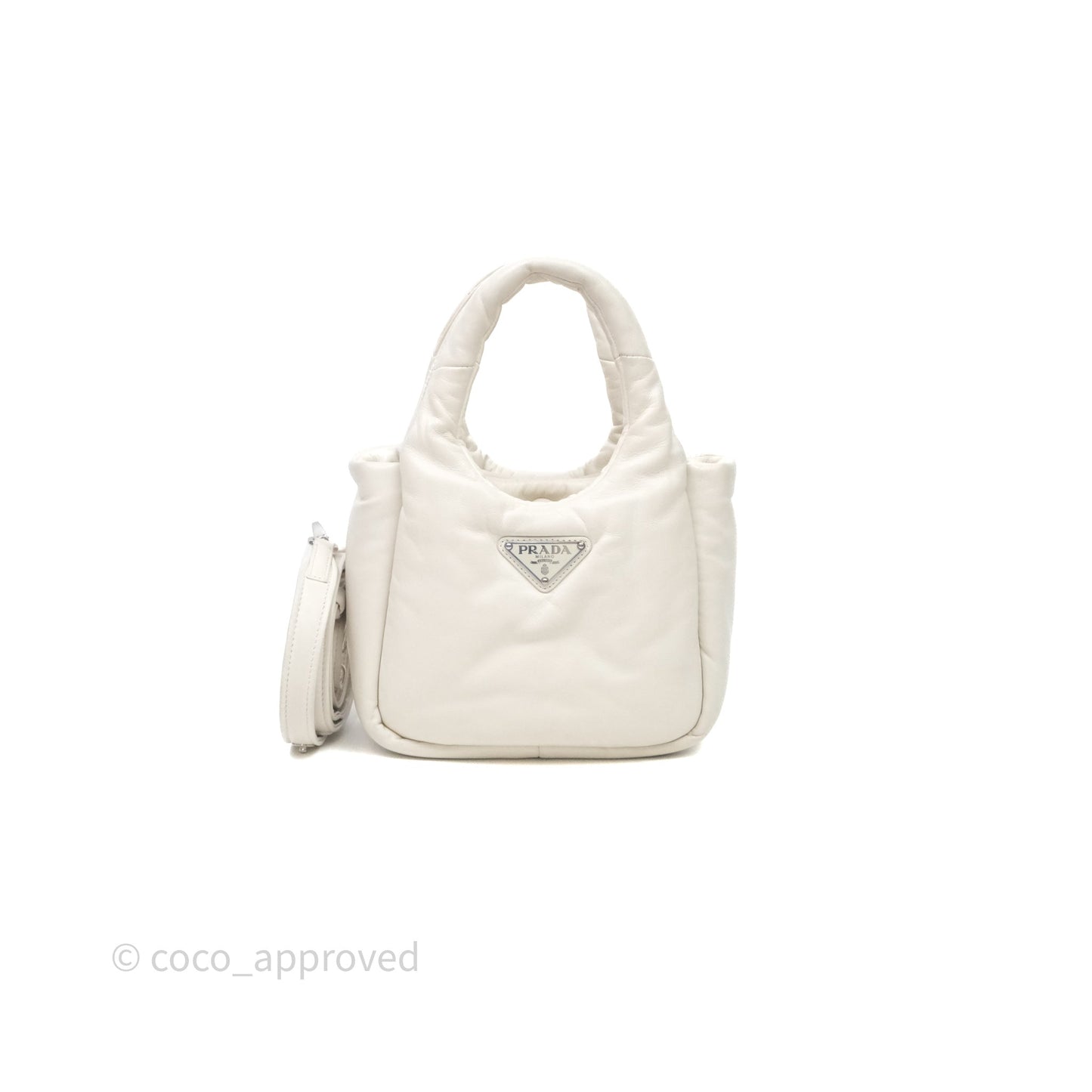 Prada Soft Tote Bag Ivory Silver Hardware