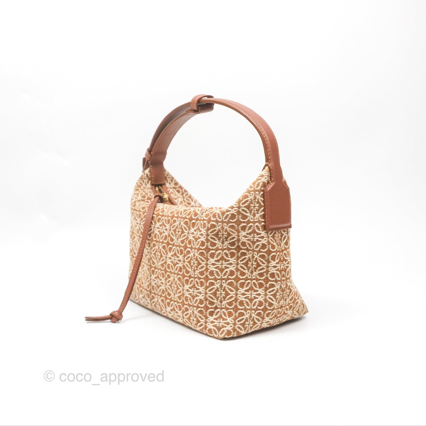 Loewe Small Cubi bag in Anagram Jacquard & Calfskin Tan Pecan