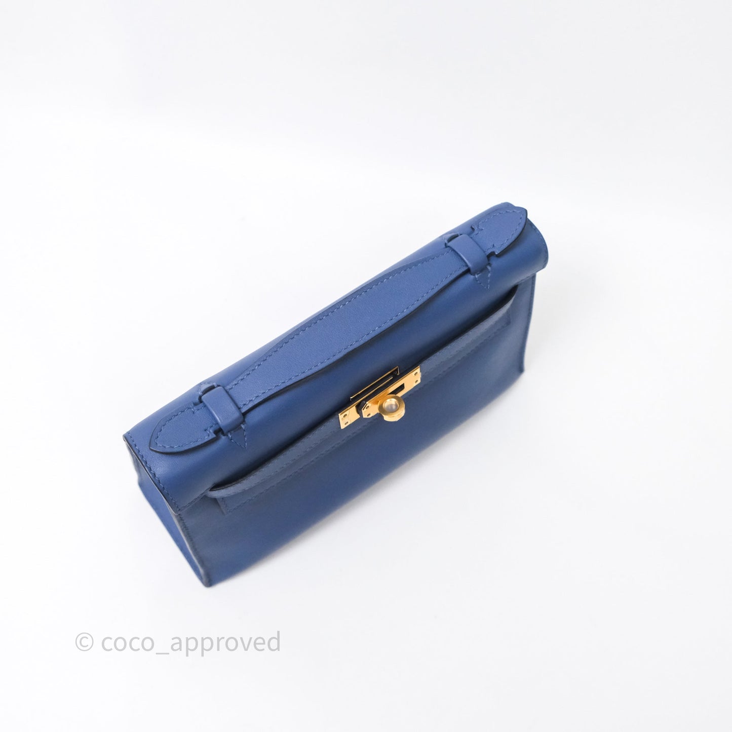 Hermès Kelly Pochette Clutch Bleu Brighton 7E Swift Gold Hardware