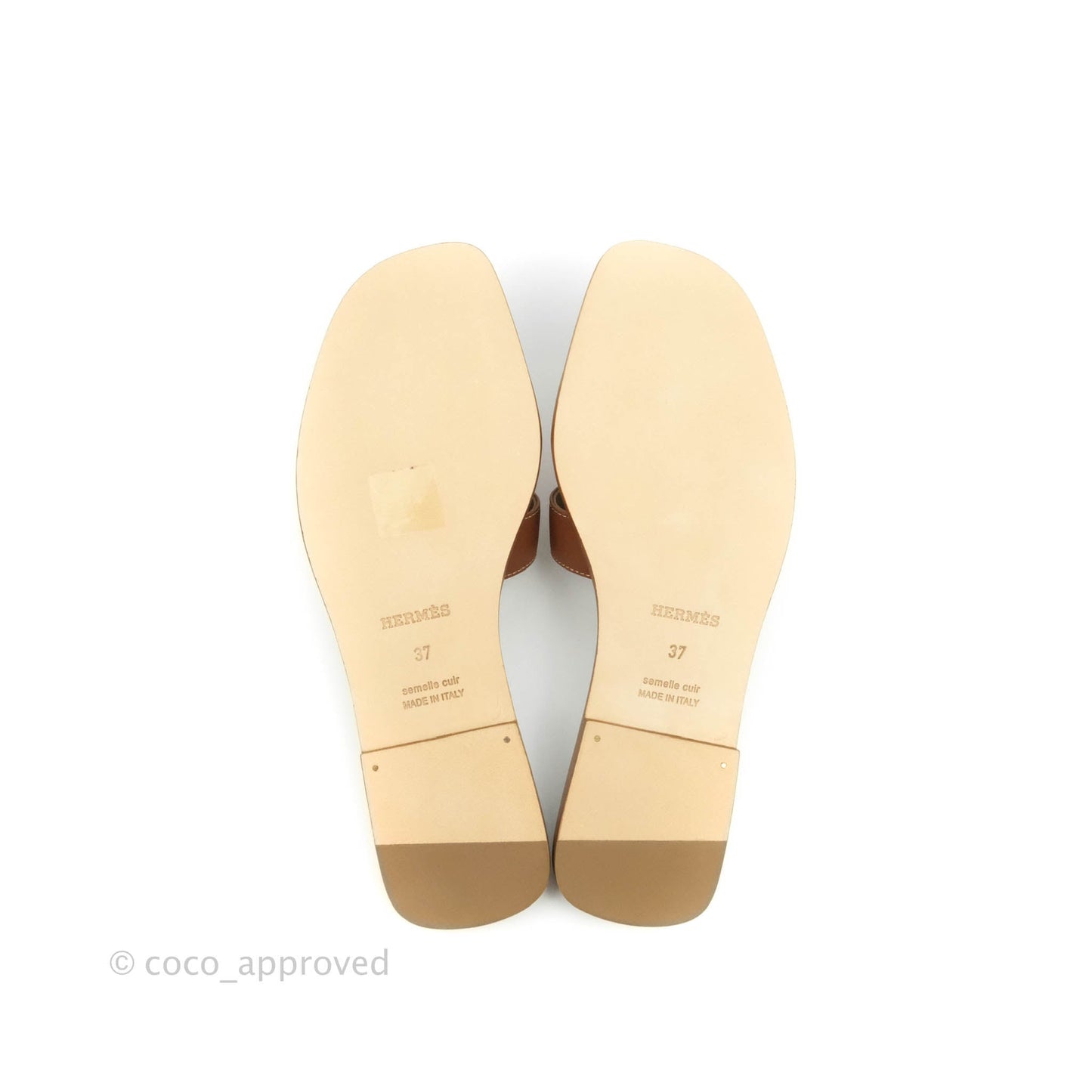 Hermès Oran Sandals in Gold Size 37