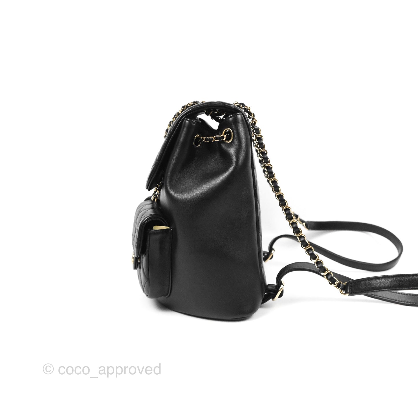 Chanel Duma Backpack Large Black Calfskin Gold Hardware 23P