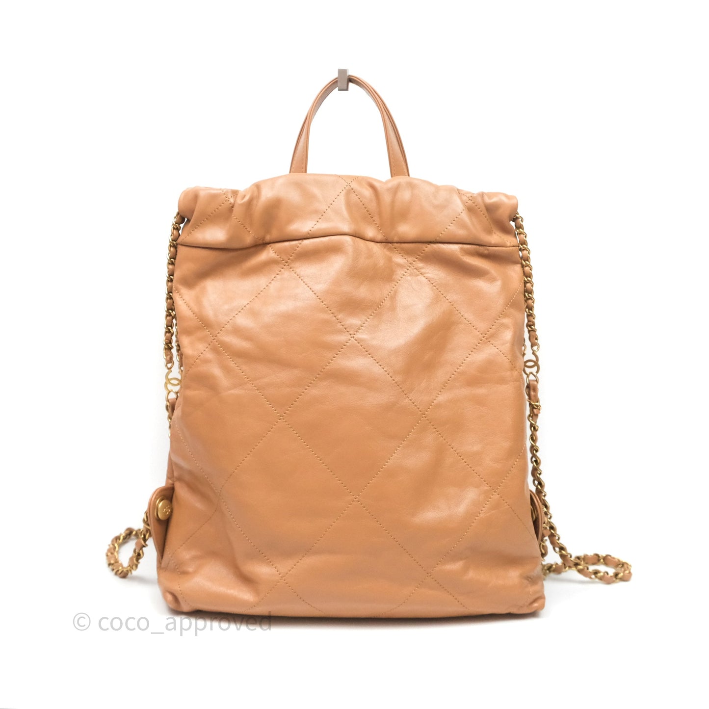 Chanel 22 Small Backpack Camel Shiny Calfskin Gold Hardware