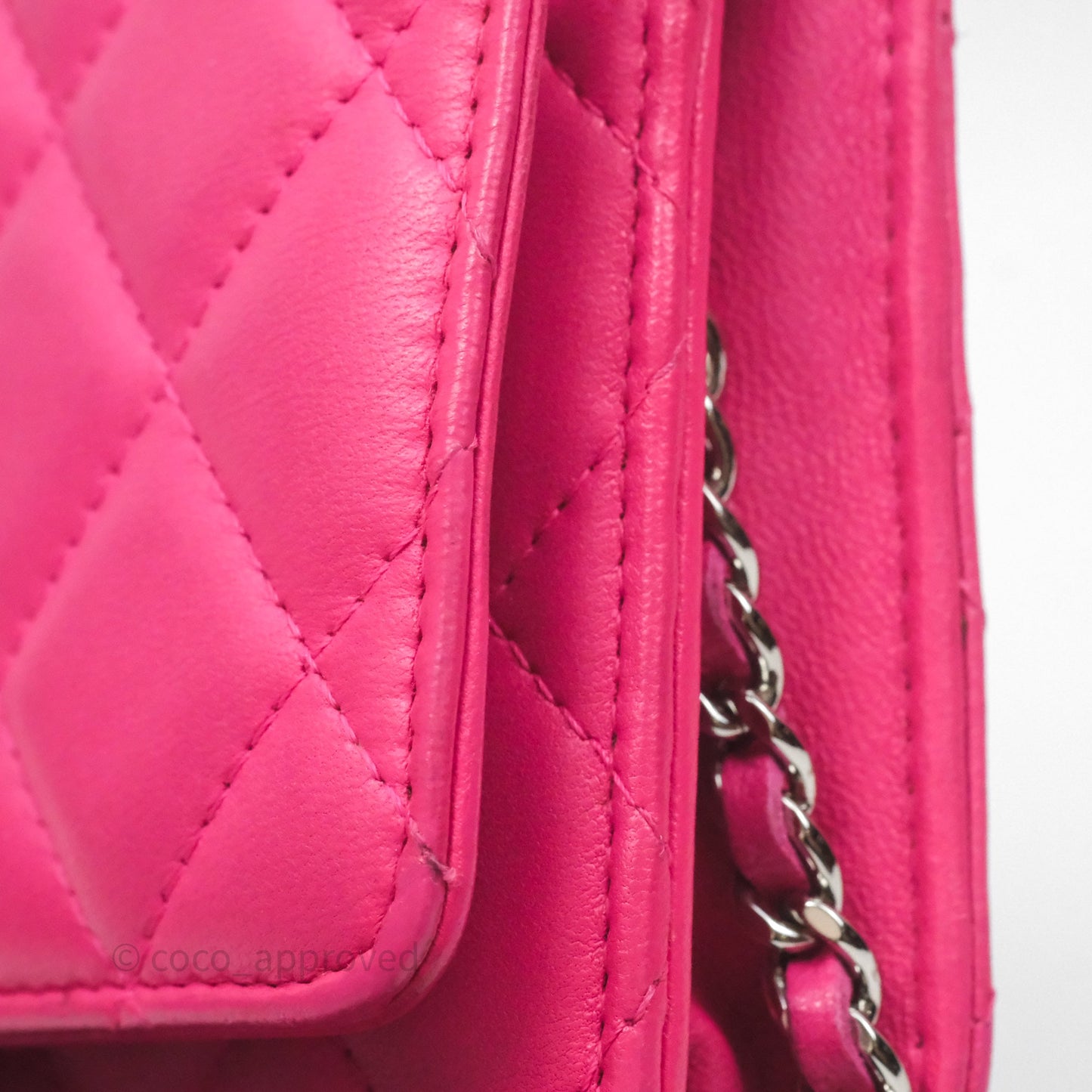 Chanel Quilted Wallet on Chain WOC Pink Lambskin Silver Hardware