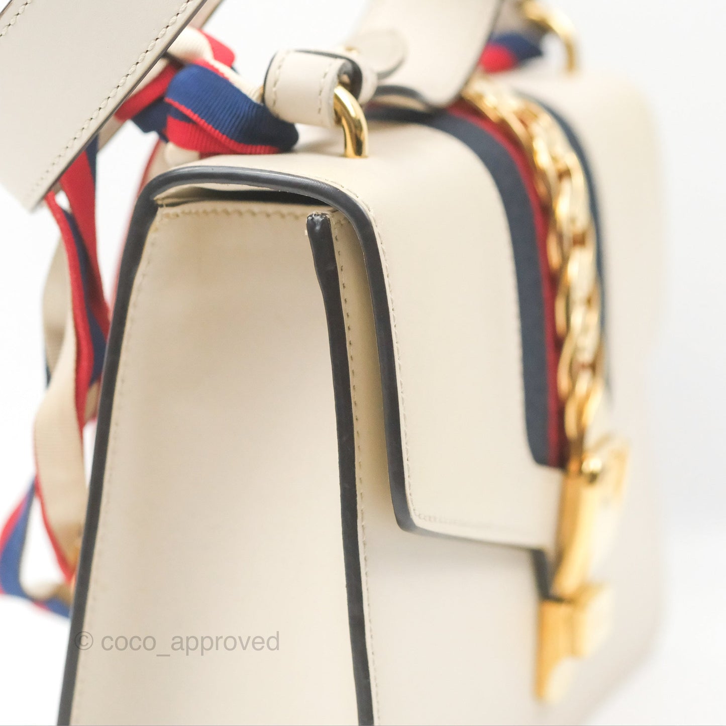 Gucci Calfskin Small Sylvie Shoulder Bag White
