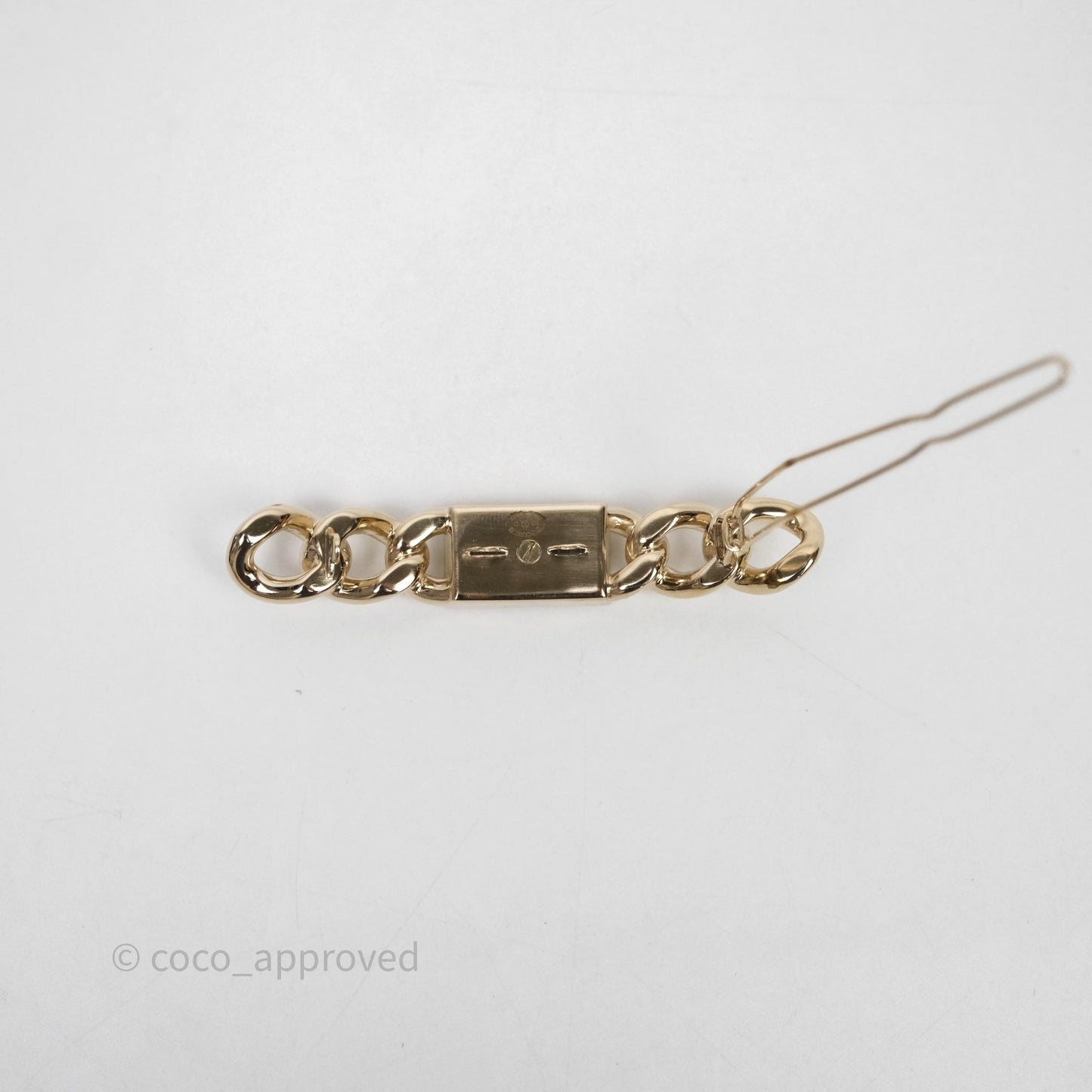 Chanel Crystal Chain CC Hair Clip Barrette Gold 21C