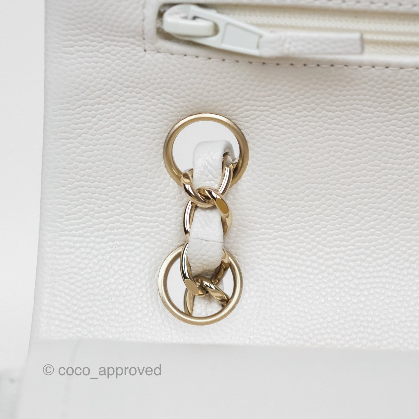 Chanel Small Classic Flap Quilted Ivory White Caviar Gold Hardware