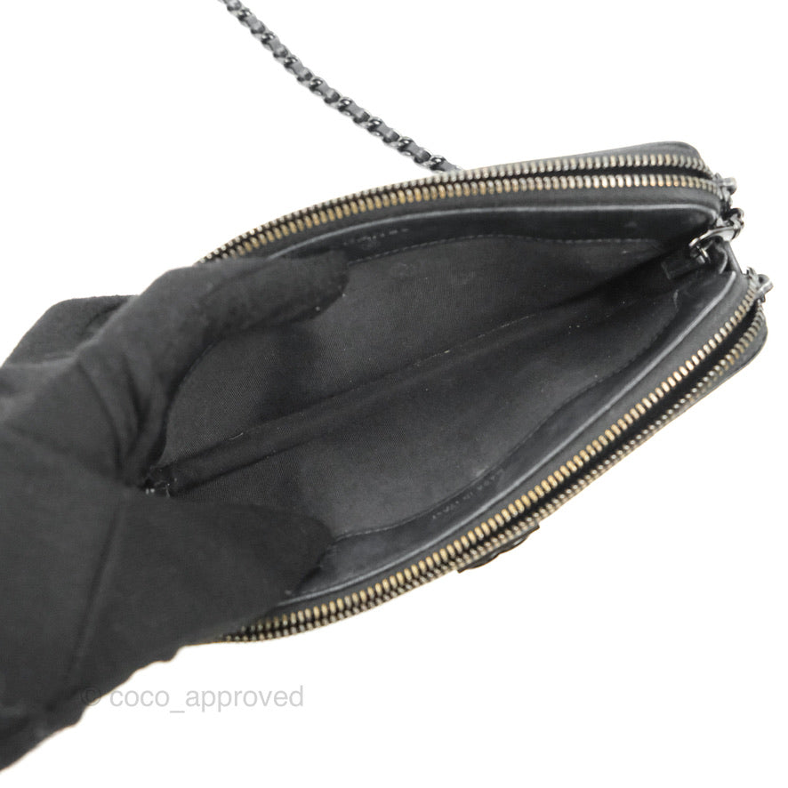 Chanel Le Boy Double Zip Wallet On Chain So Black Lambskin