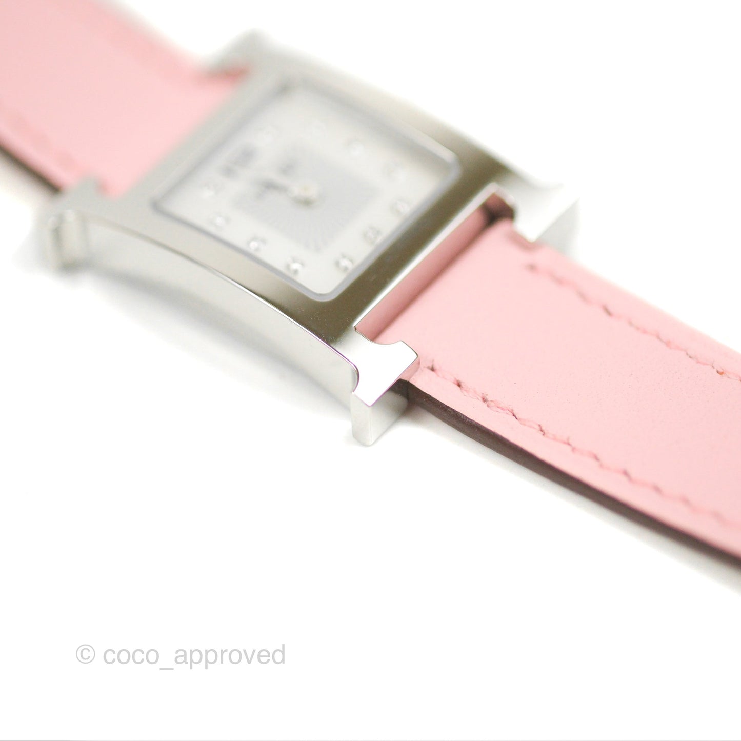 Hermès Heure H Watch Rose Sakura Swift Palladium Hardware