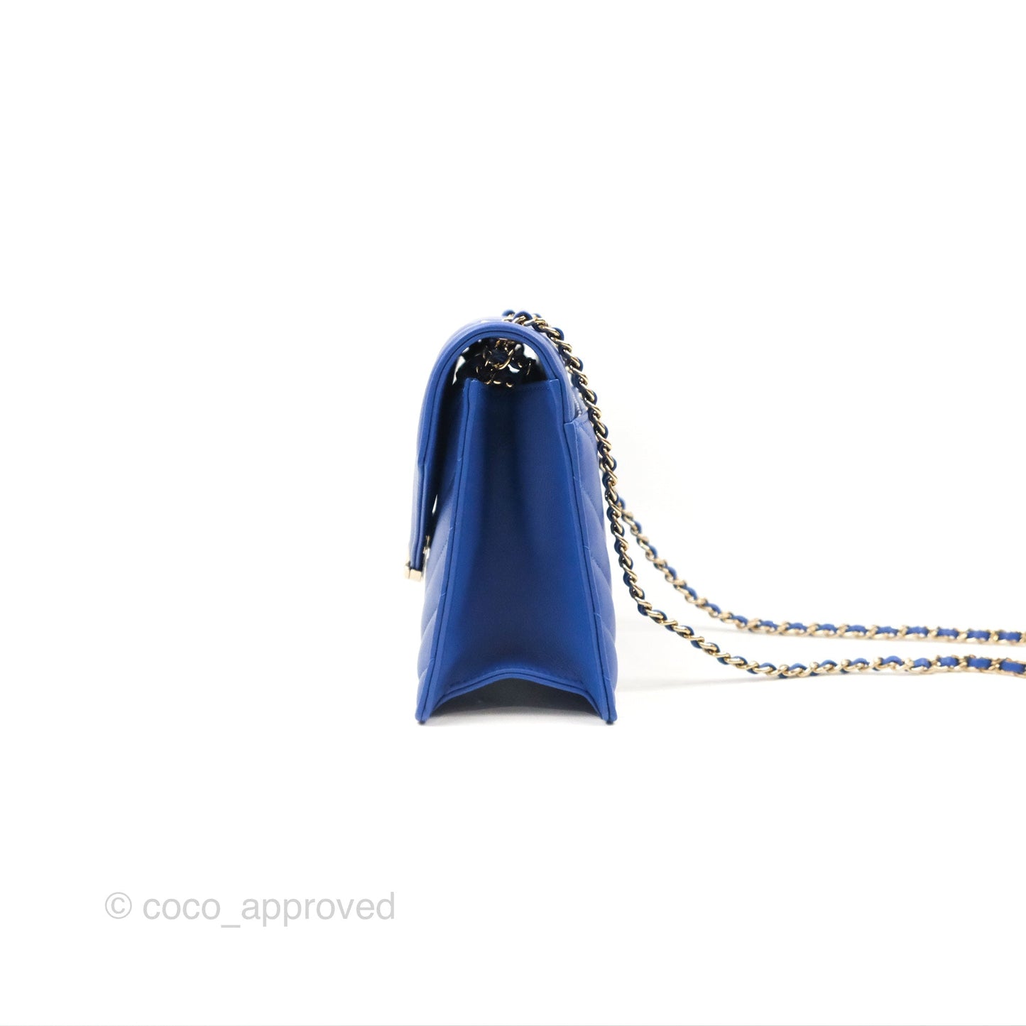 Chanel Chevron Square Envelope Flap Bag Royal Blue 19C