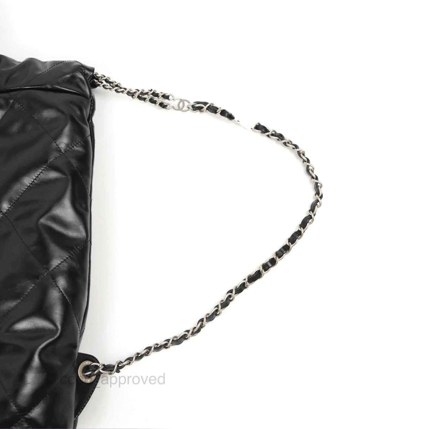 Chanel 22 Medium Shiny Calfskin Quilted Backpack Black