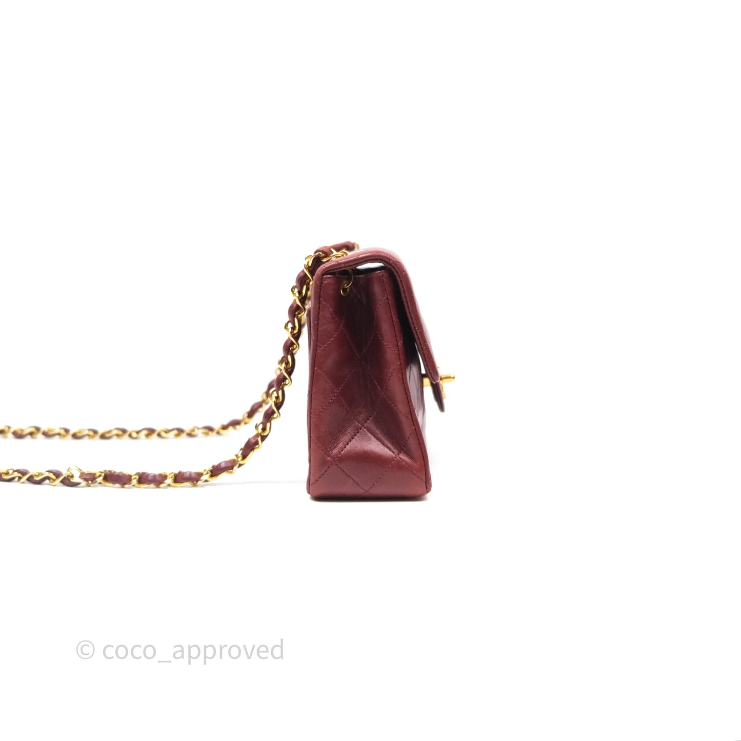 Chanel Vintage Mini Square Burgundy Lambskin 24K Gold Hardware