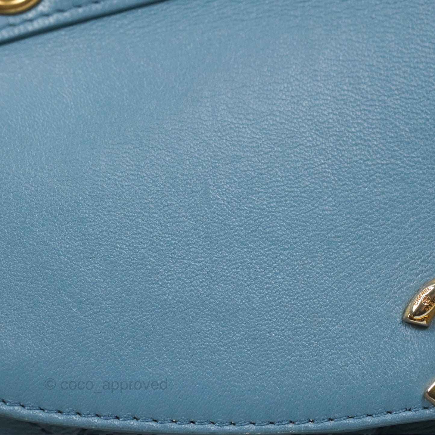 Chanel Curved Flap Bag Blue Lambskin Aged Gold Hardware