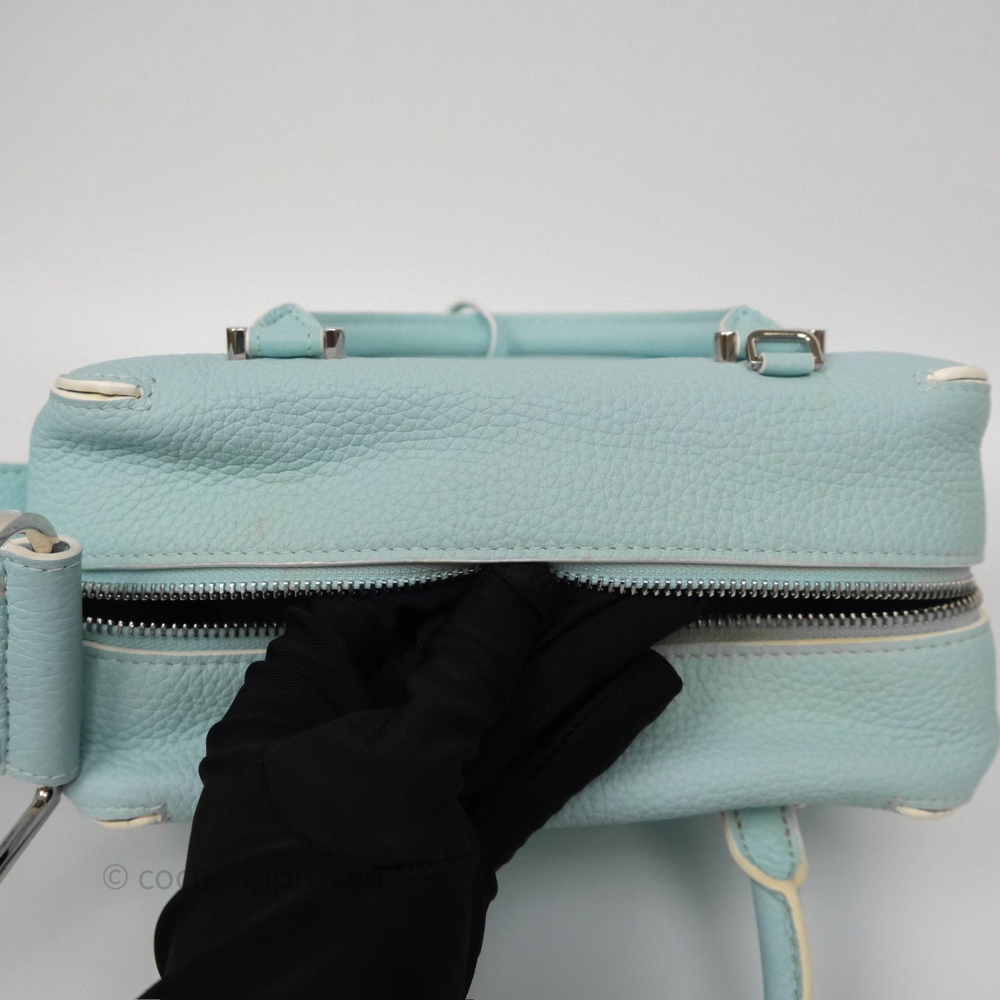 Delvaux Cool Box Mini Taurillon Soft Grained Calfskin Celadon