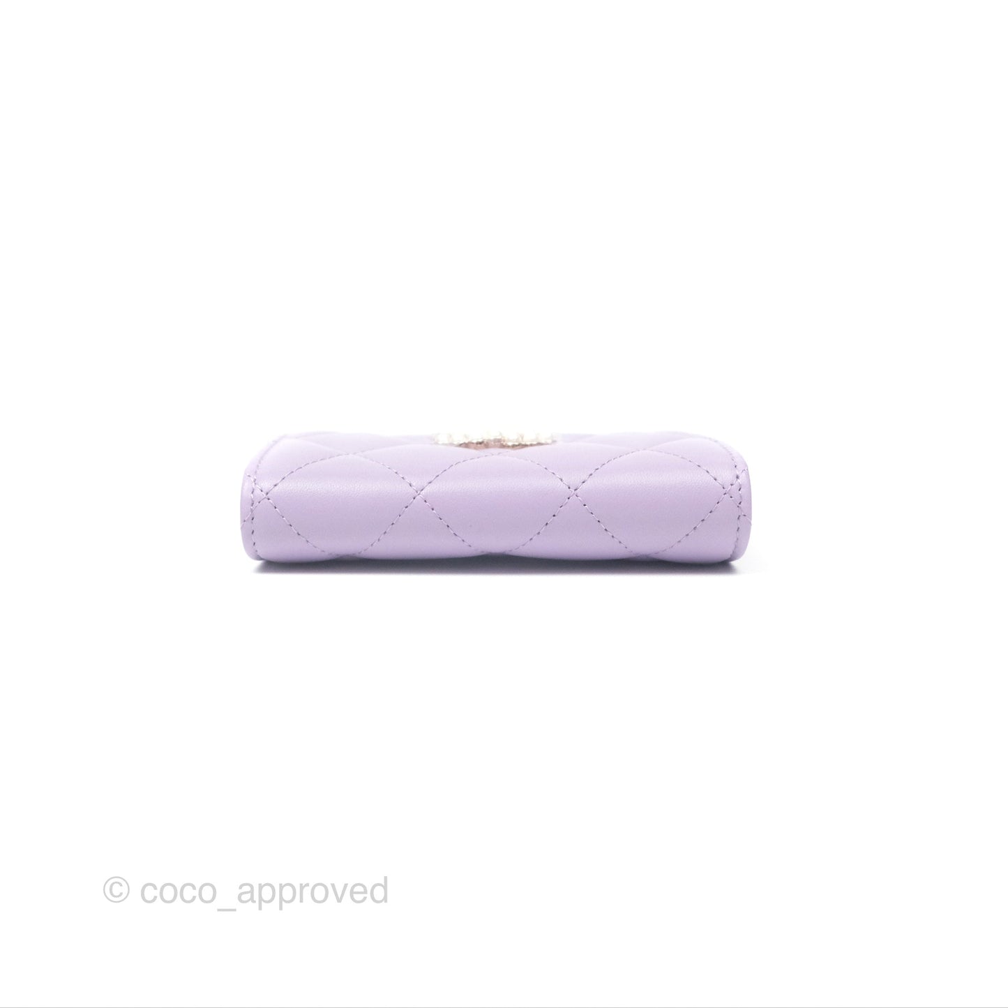 Chanel Flap Coin Purse Pearl CC Lilac Lambskin Gold Hardware