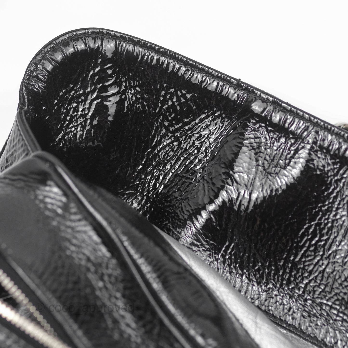 Chanel Bowling Tote Bag Black Glazed Calfskin Silver Hardware
