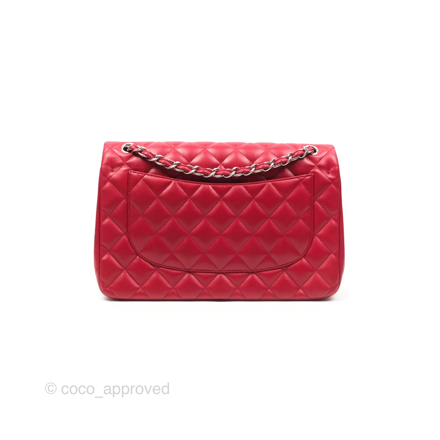 Chanel Jumbo Double Flap Red Lambskin Silver Hardware