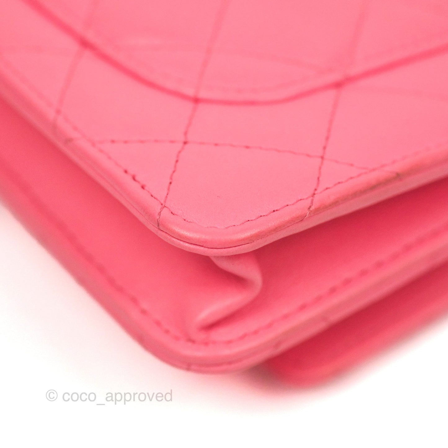 Chanel Quilted Pearl Crush Wallet on Chain WOC Pink Lambskin Aged Gold Hardware