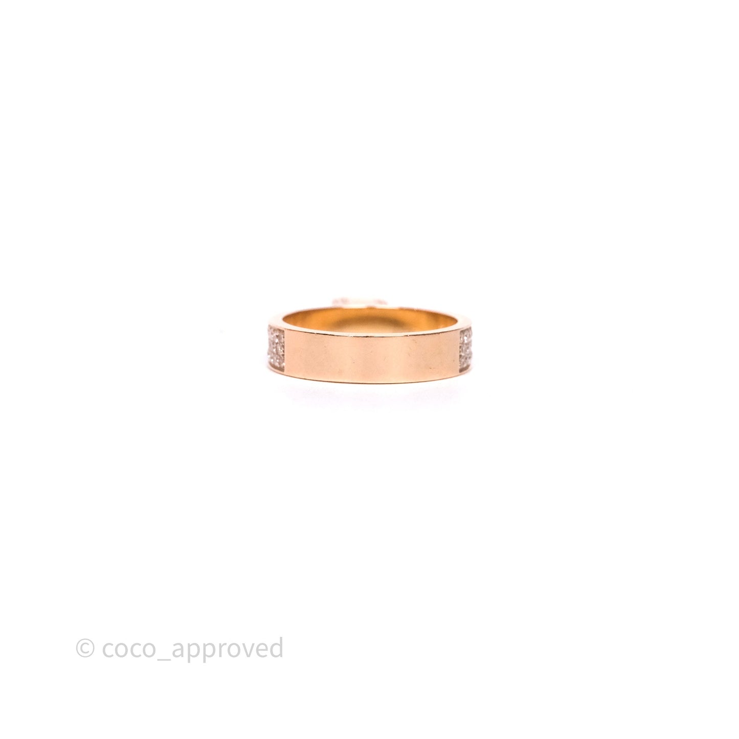 Hermès Kelly Cadenas Ring Rose Gold Diamonds Size 50