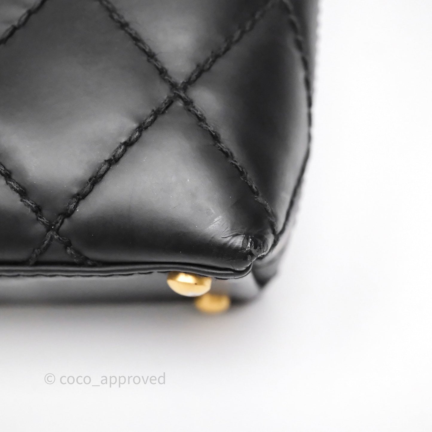 Chanel Vintage Quilted CC Tote Bag Matte Black Calfskin Gold Hardware