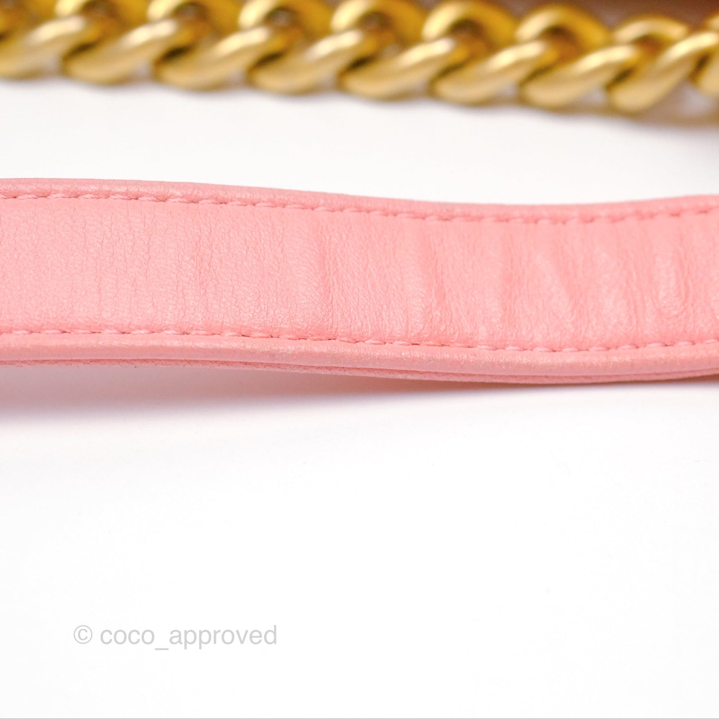 Chanel Small Boy Chevron Fabric Braided Pink Aged Gold Hardware