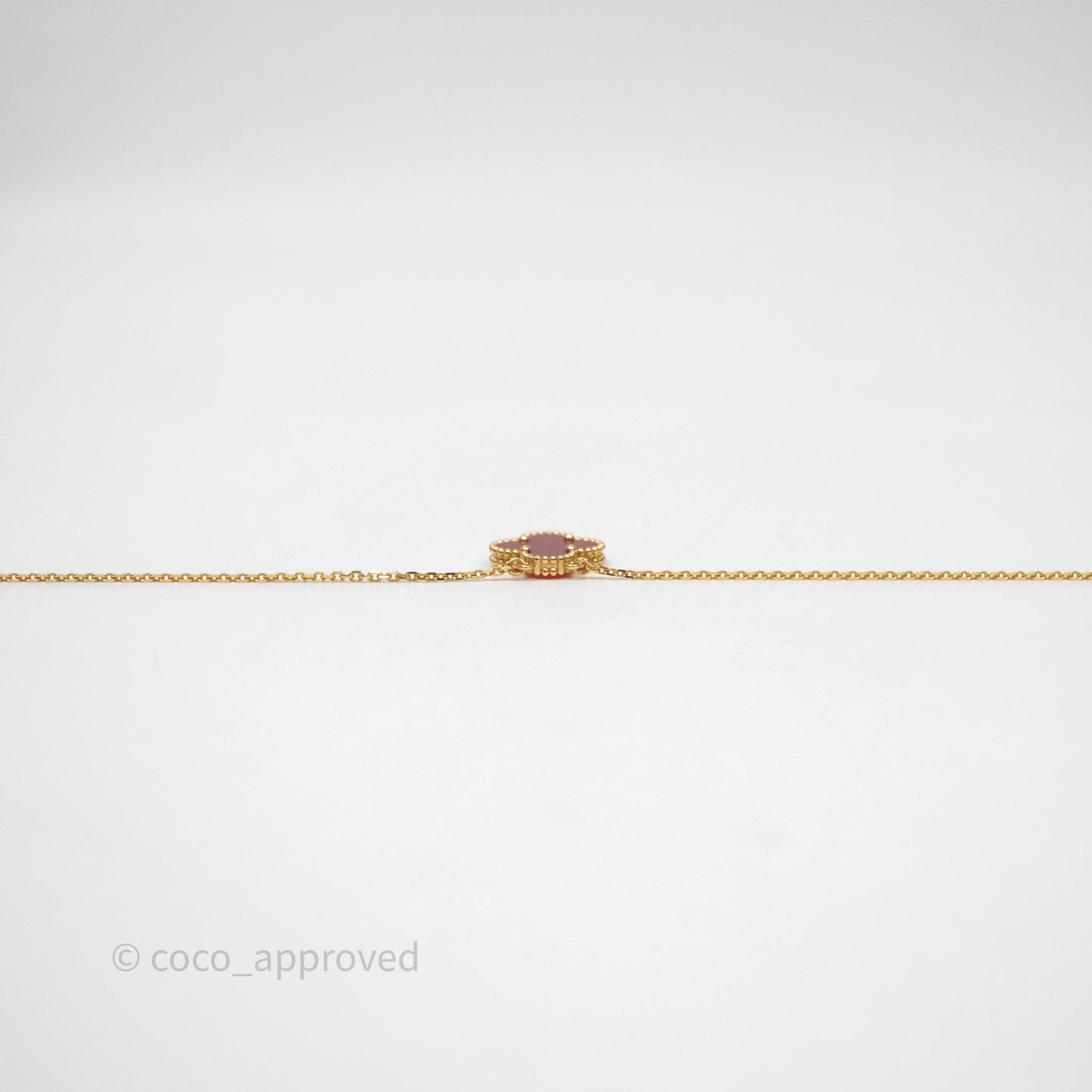 Van Cleef & Arpels Vintage Alhambra Pendant Red Carnelian Yellow Gold