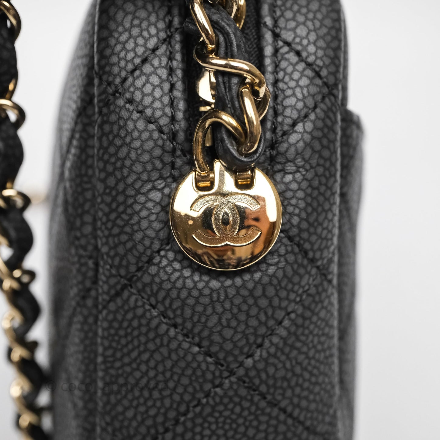 Chanel Camera Bag Black Matte Caviar Gold Hardware
