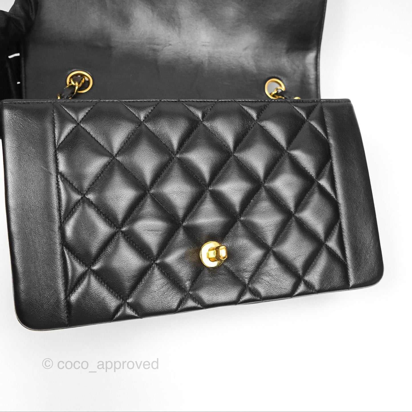 Chanel Vintage Quilted Medium Classic Diana Flap Bag Black Lambskin 24K Gold Hardware