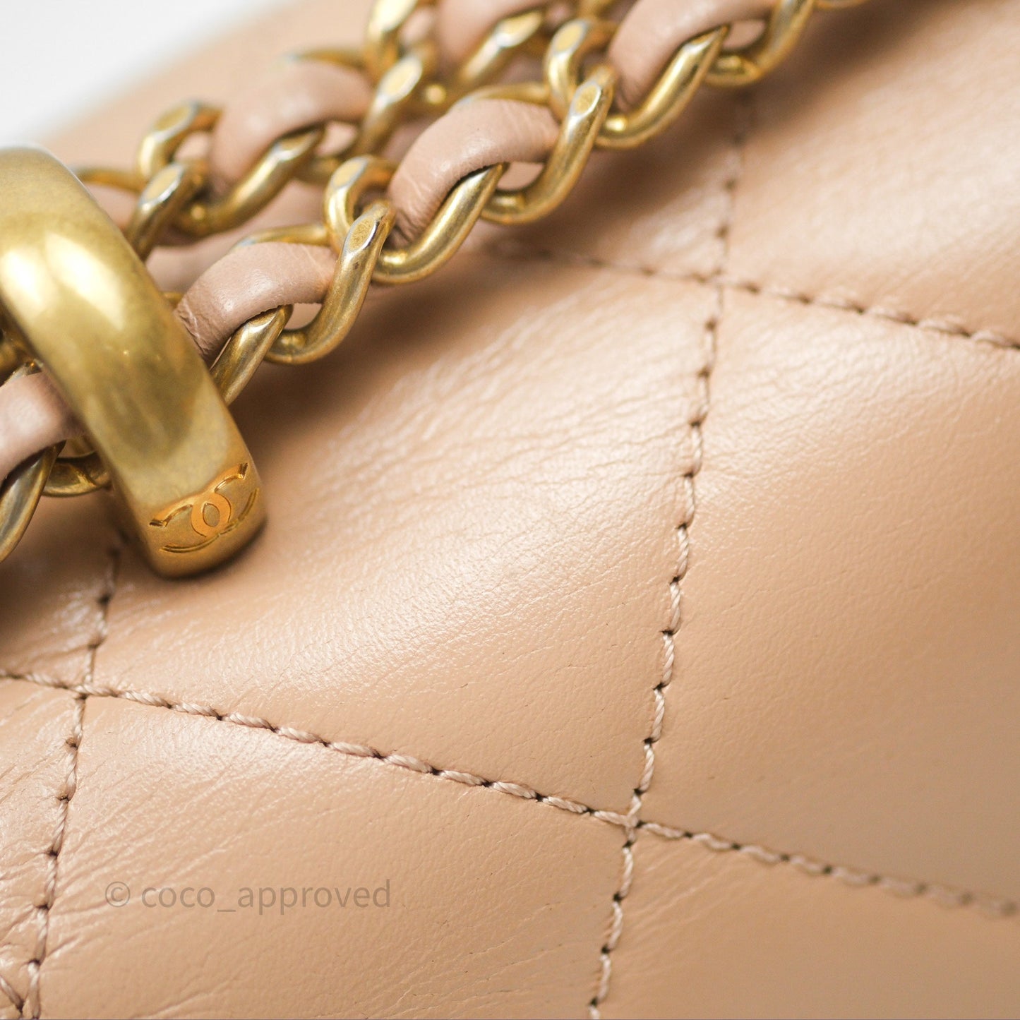 Chanel Quilted Mini Perfect Fit Adjustable Beige Calfskin Gold Hardware
