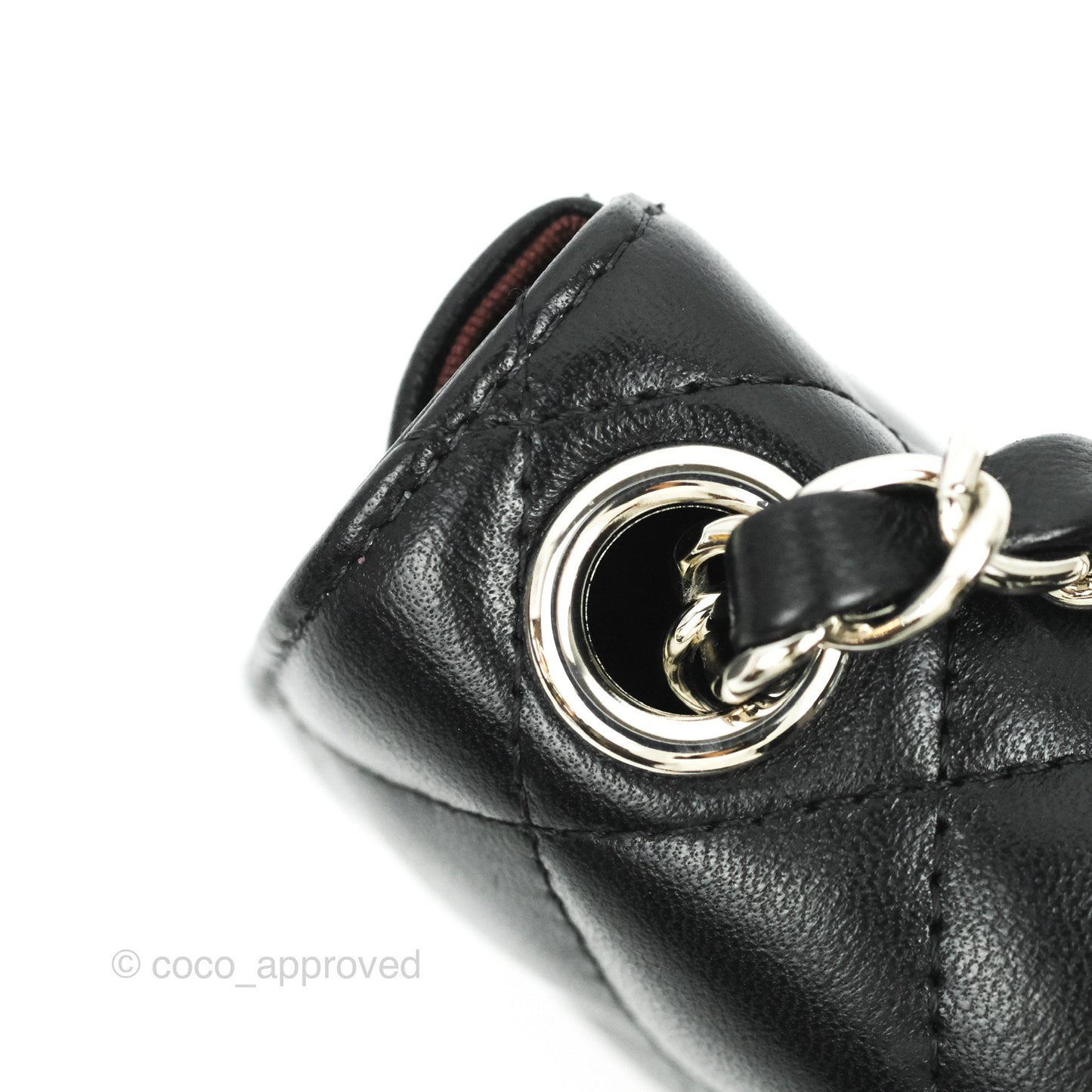 Chanel Mini Card Holder Chain Belt Bag Black Lambskin Silver Hardware 21B