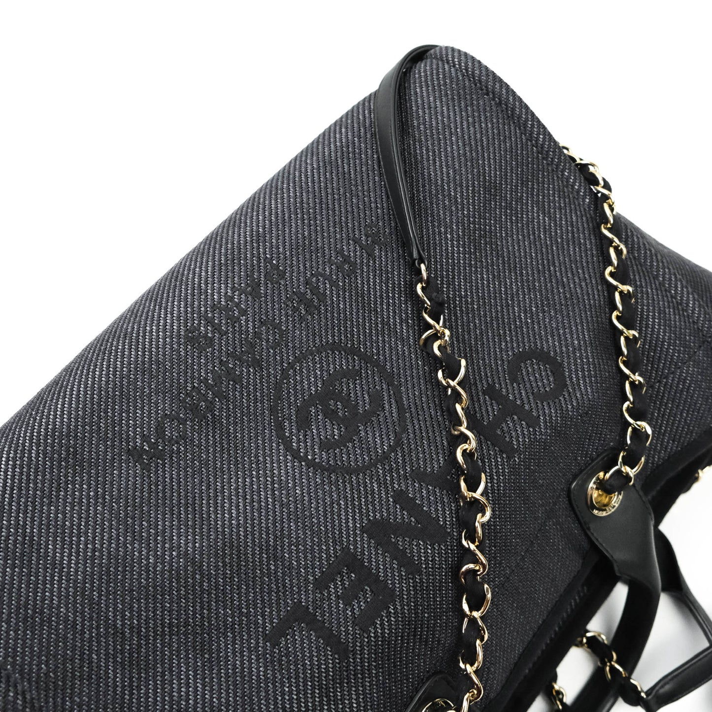 Chanel Large Deauville Charcoal Grey Canvas