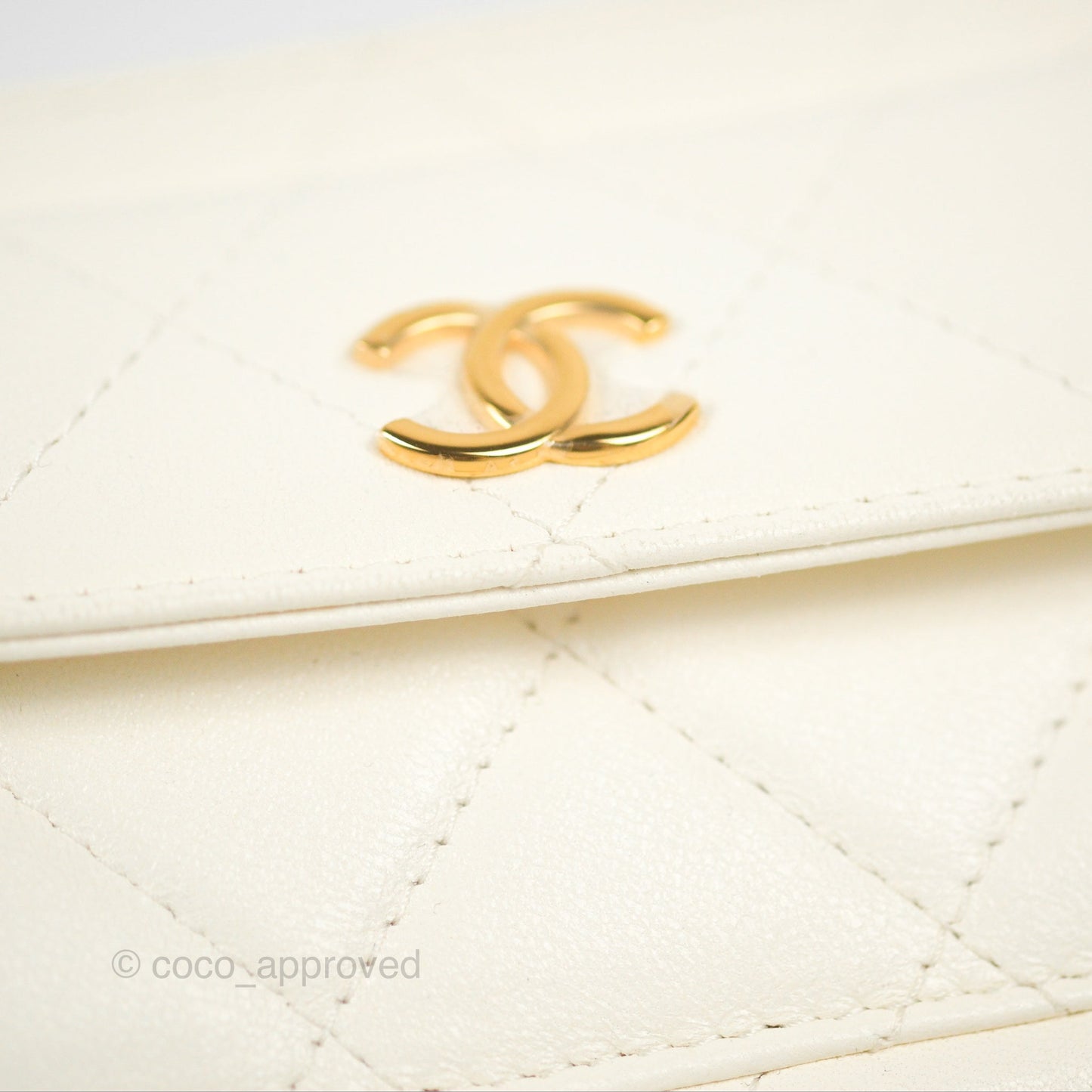 Chanel Mini Vanity Case with Chain White Lambskin Gold Hardware