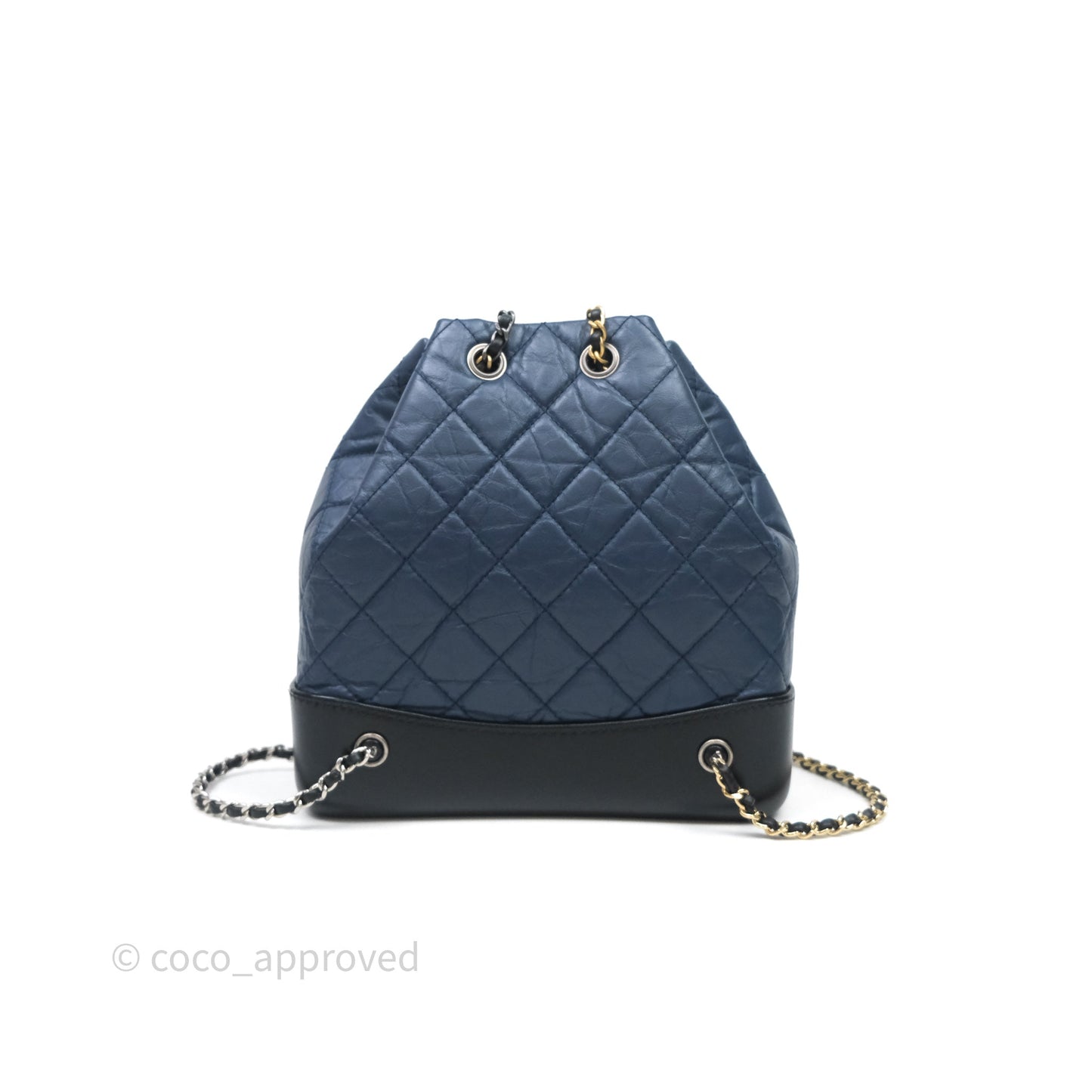 Chanel Small Gabrielle Backpack Quilted Navy Black Aged Calfskin