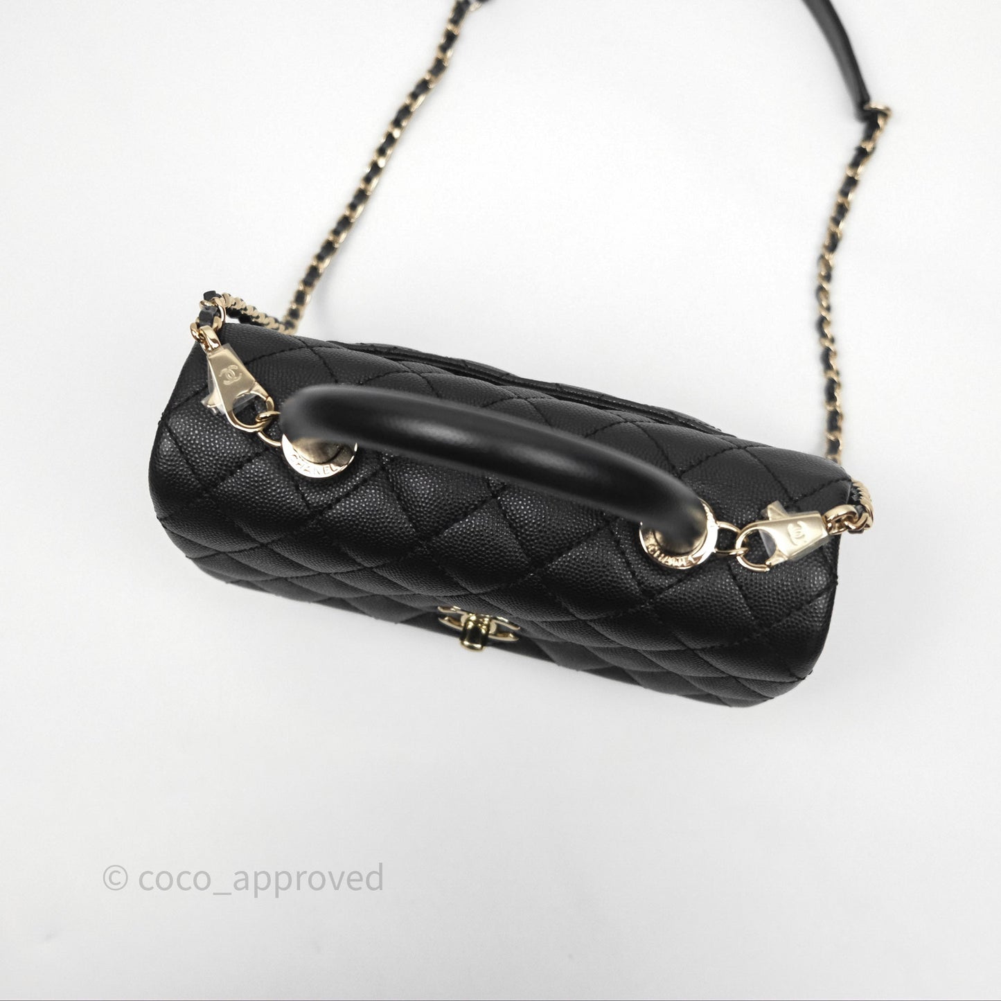 Chanel Small Coco Handle Quilted Black Caviar Gold Hardware