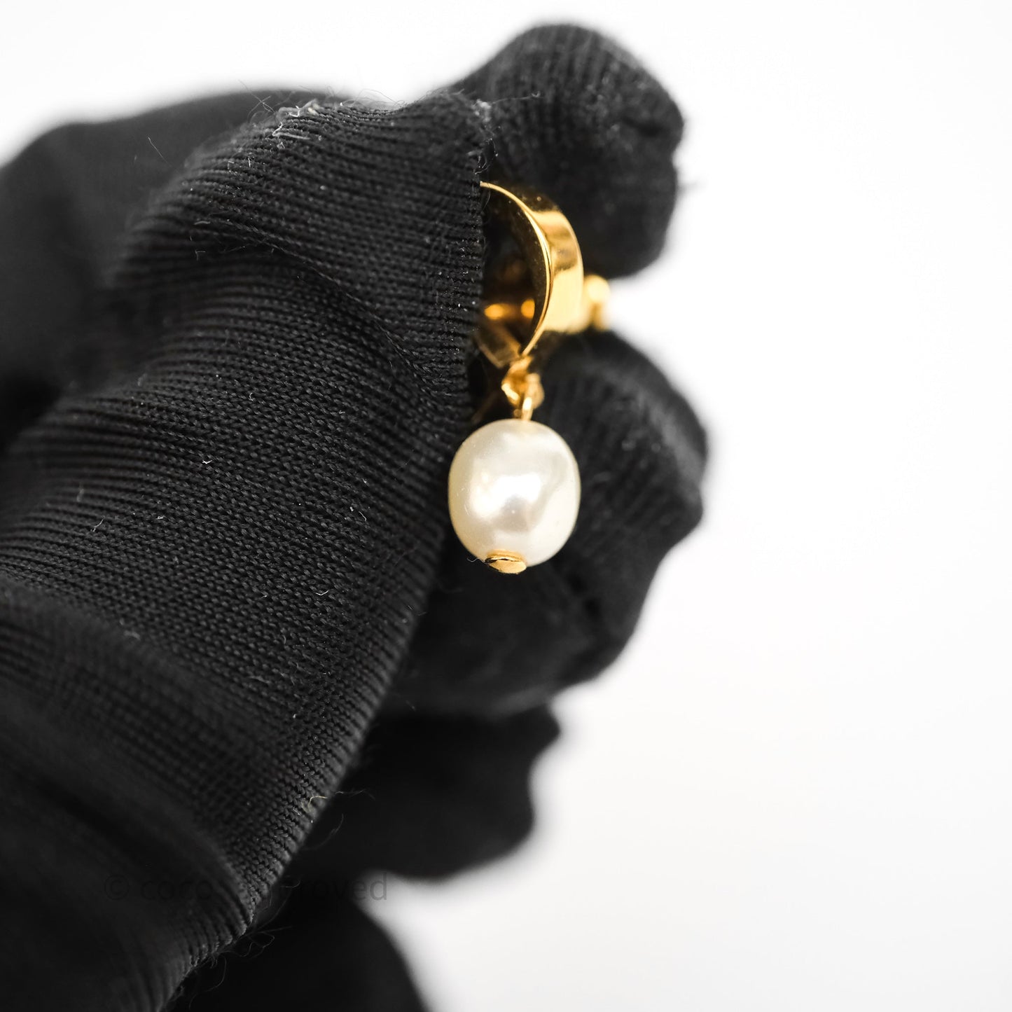 Christian Dior Petit CD Pearl Earrings Gold Tone