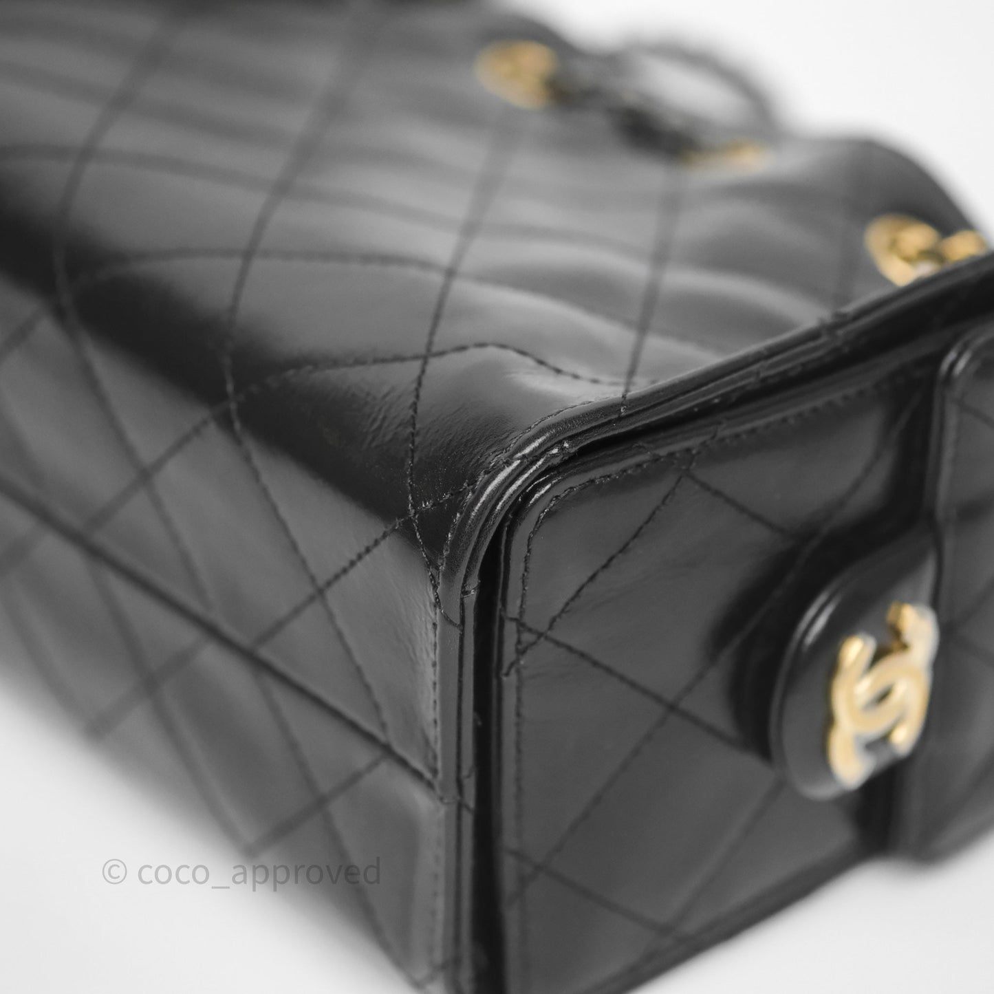 Chanel 25 Mini Black Shiny Crumpled Calfskin Mixed Hardware