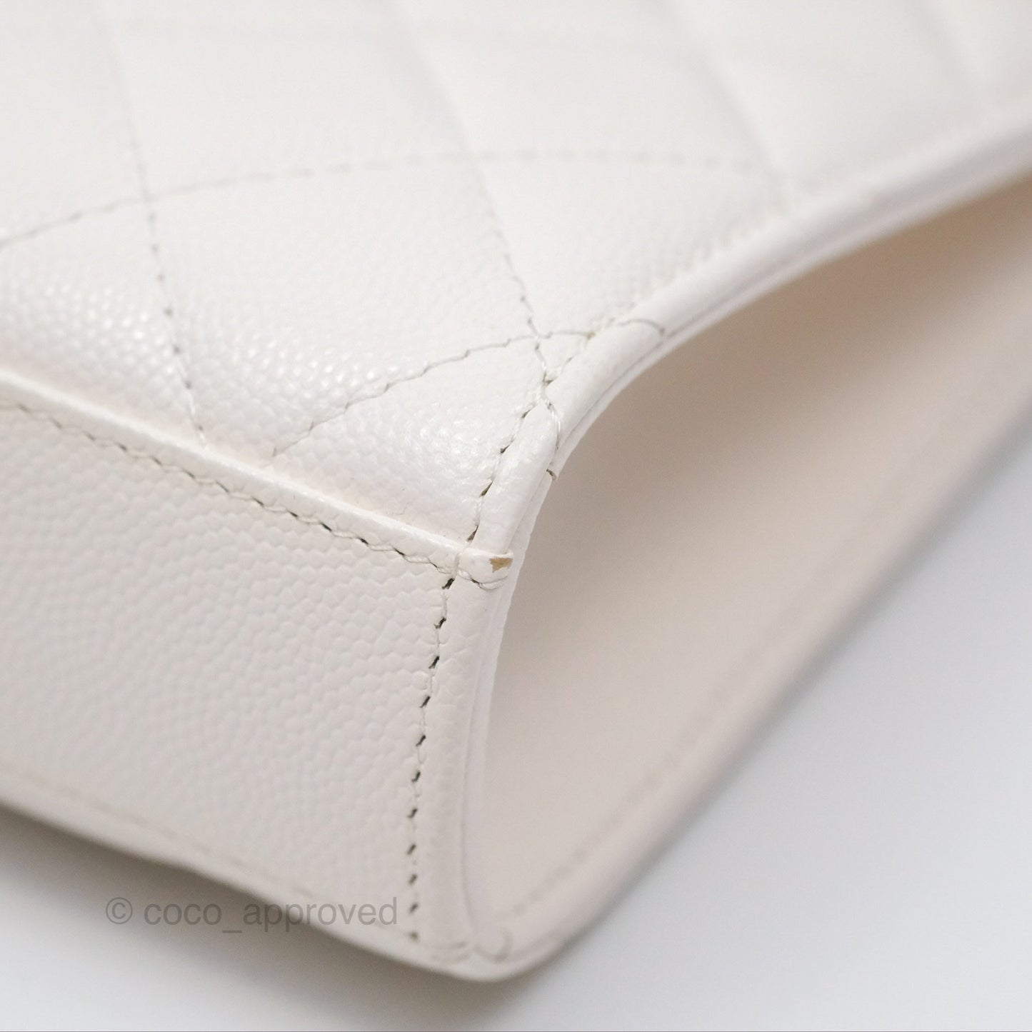 Chanel Classic Quilted Phone Holder White Caviar Gold Hardware