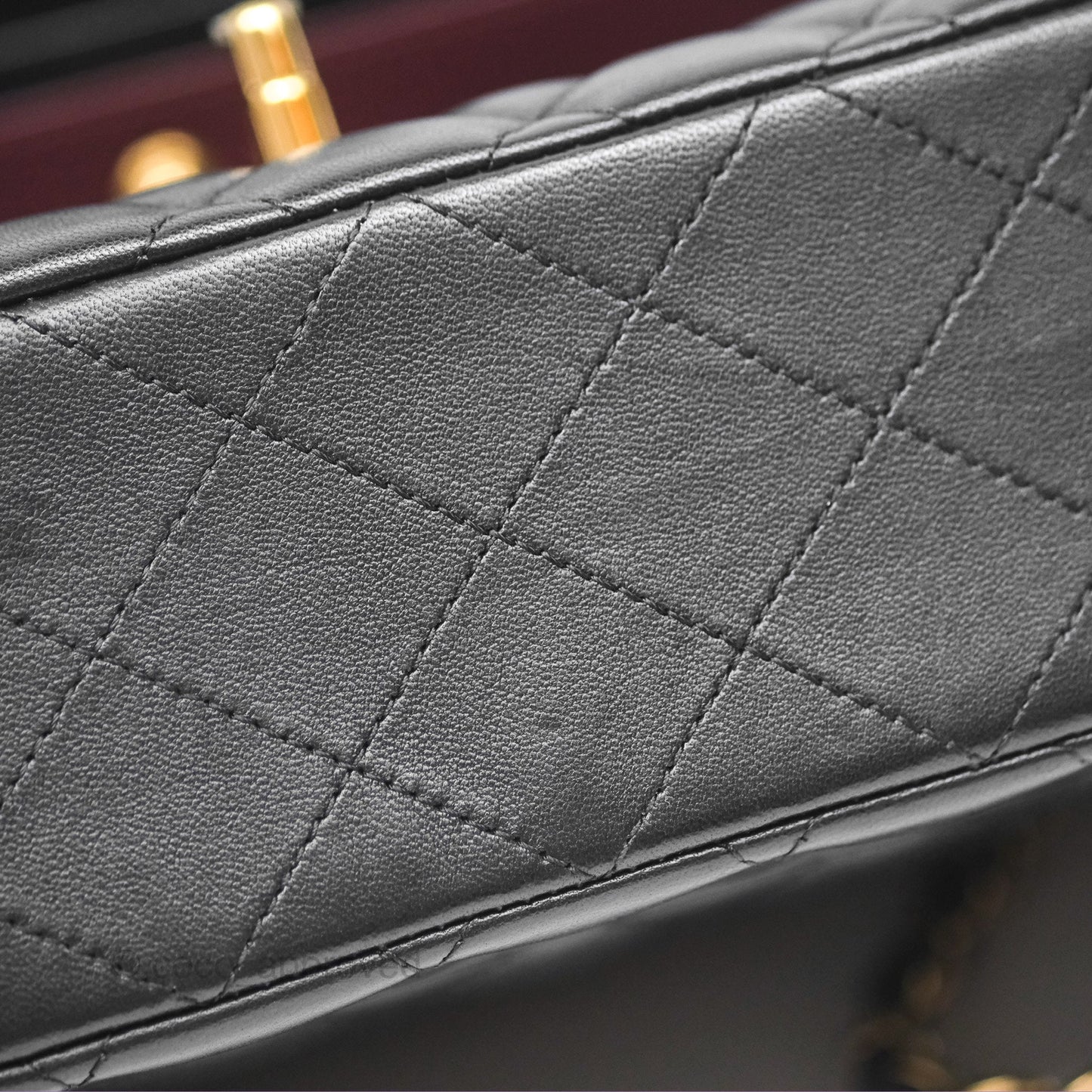 Chanel Classic M/L Medium Flap Quilted Black Lambskin Gold Hardware