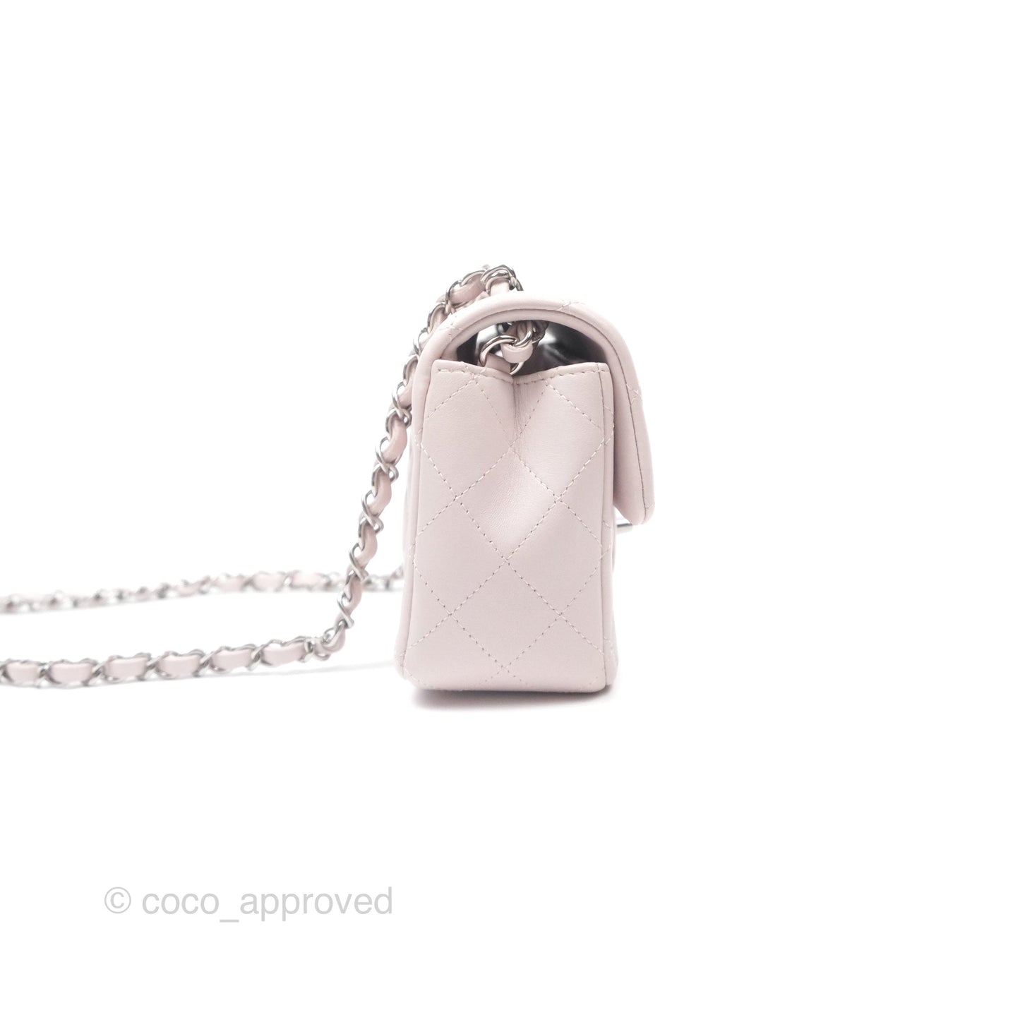 Chanel Quilted Mini Rectangular Pale Lilac Lambskin Silver Hardware
