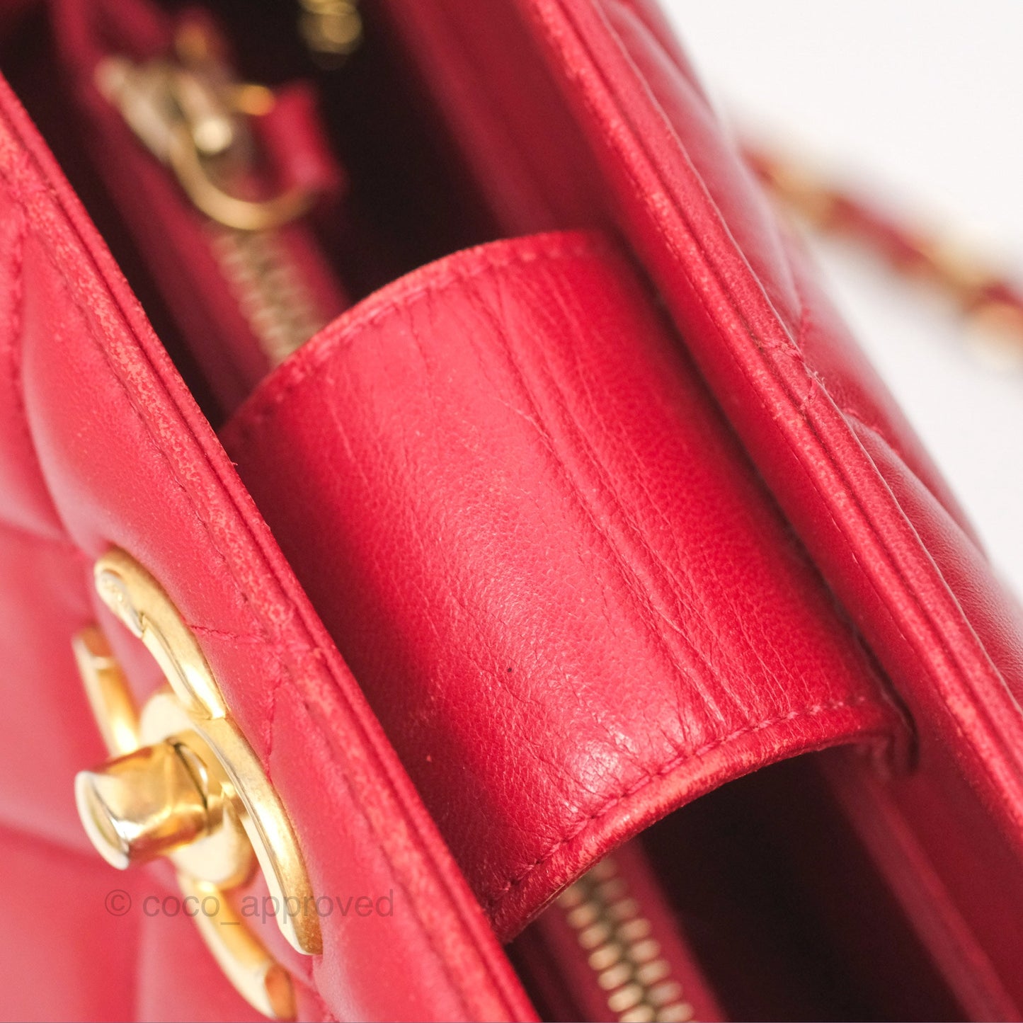 Chanel Tote Bag Red Lambskin Aged Gold Hardware