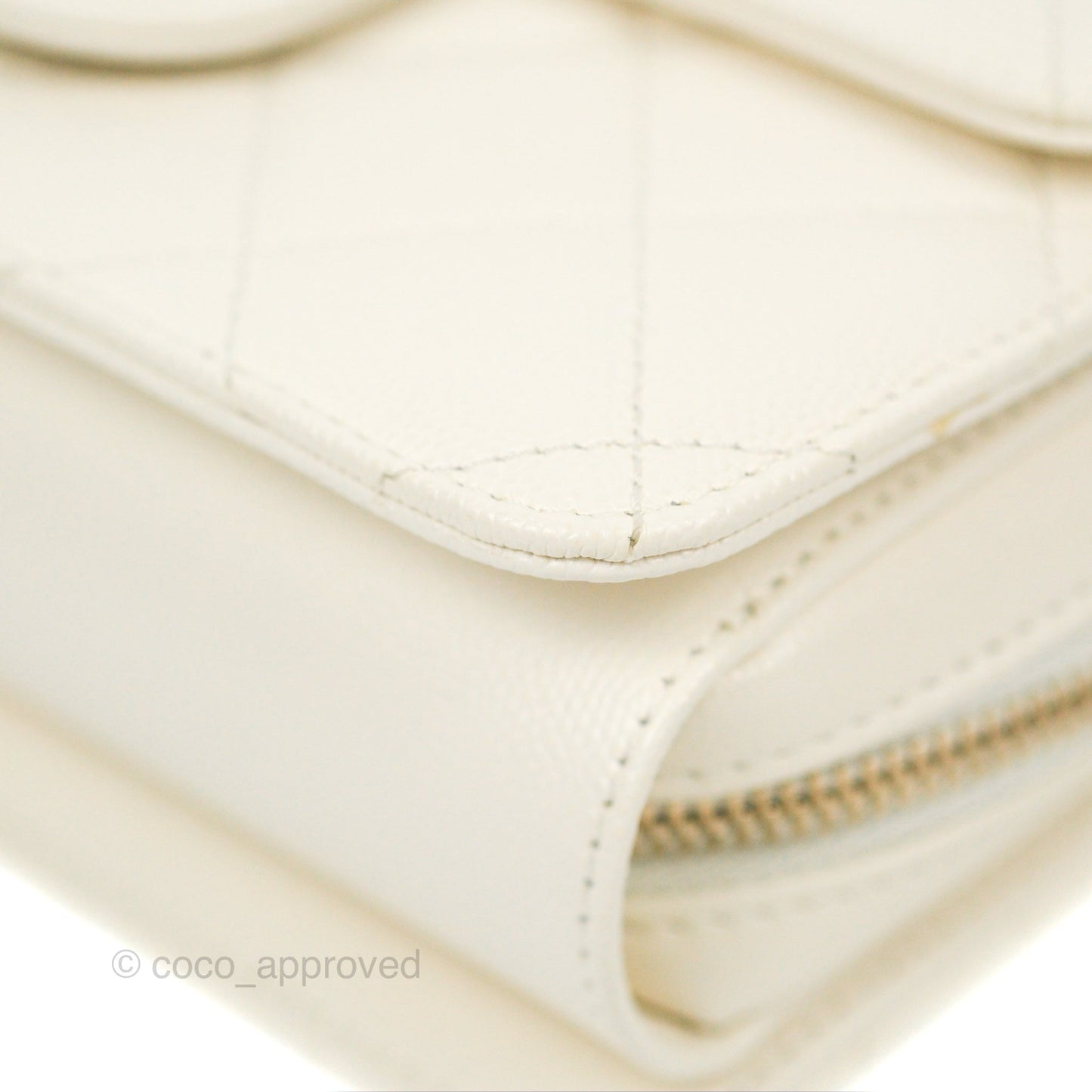 Chanel Quilted Small Like The Wallet Flap Ivory White Caviar Light Gold Hardware 22C