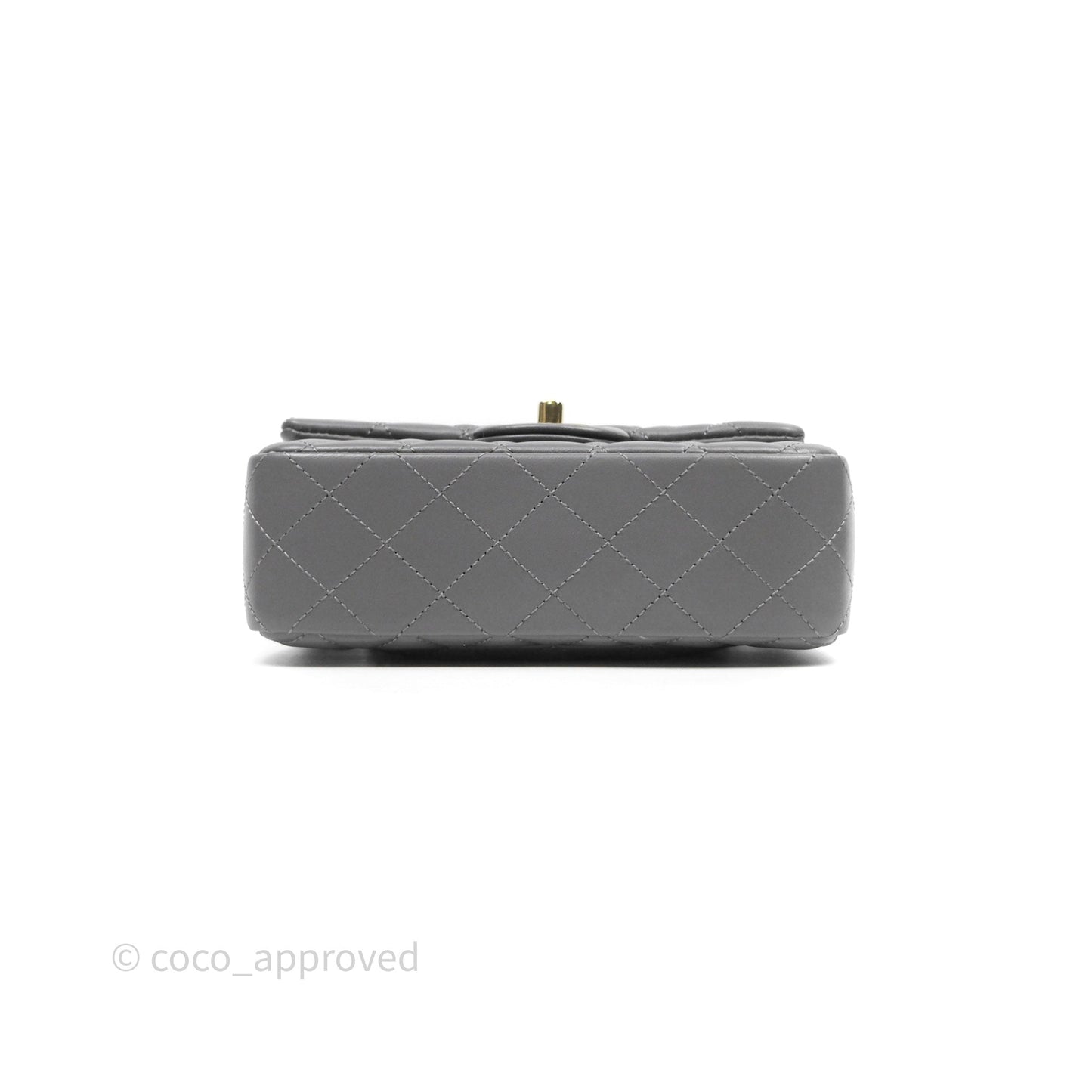 Chanel Top Handle Mini Rectangular Flap Grey Lambskin Gold Hardware
