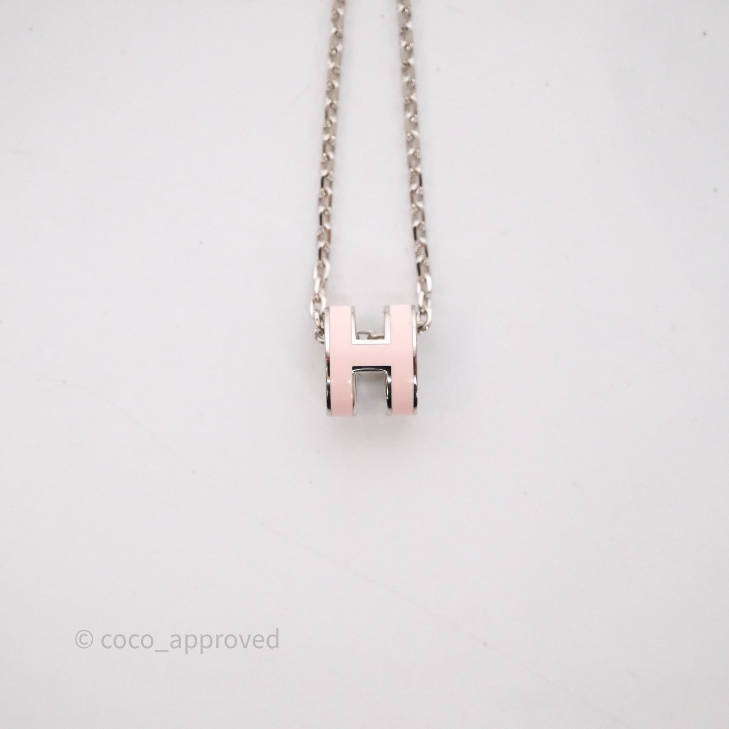 Hermès Mini Pop H Rose Dragee Pendant Necklace Palladium Hardware