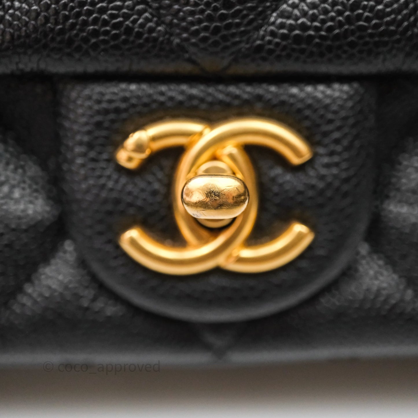 Chanel Mini Flap Bag Heart Adjustable Chain Black Caviar Aged Gold Hardware