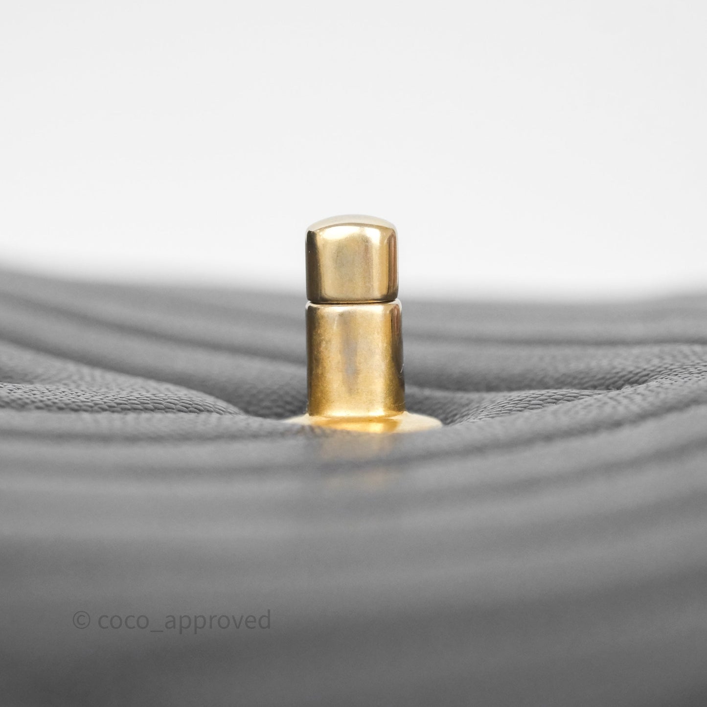 Chanel Medium Coco Handle Chevron Dark Grey Caviar Aged Gold Hardware