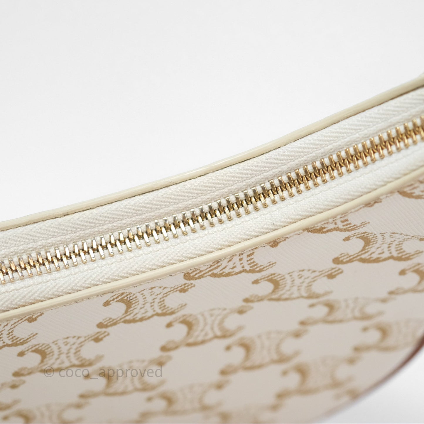 Celine Ava Bag In Triomphe Canvas Calfskin White