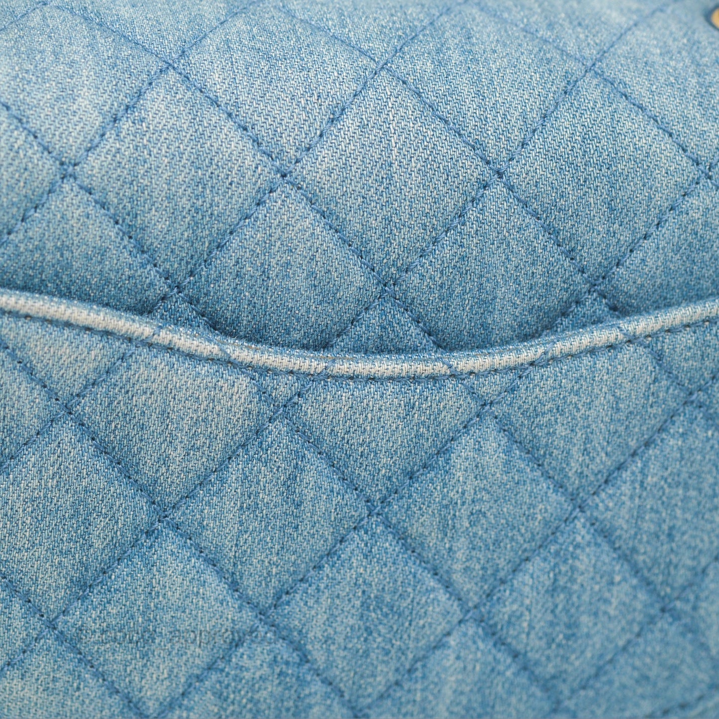 Chanel Mini Square Pearl Crush Quilted Denim Aged Gold Hardware