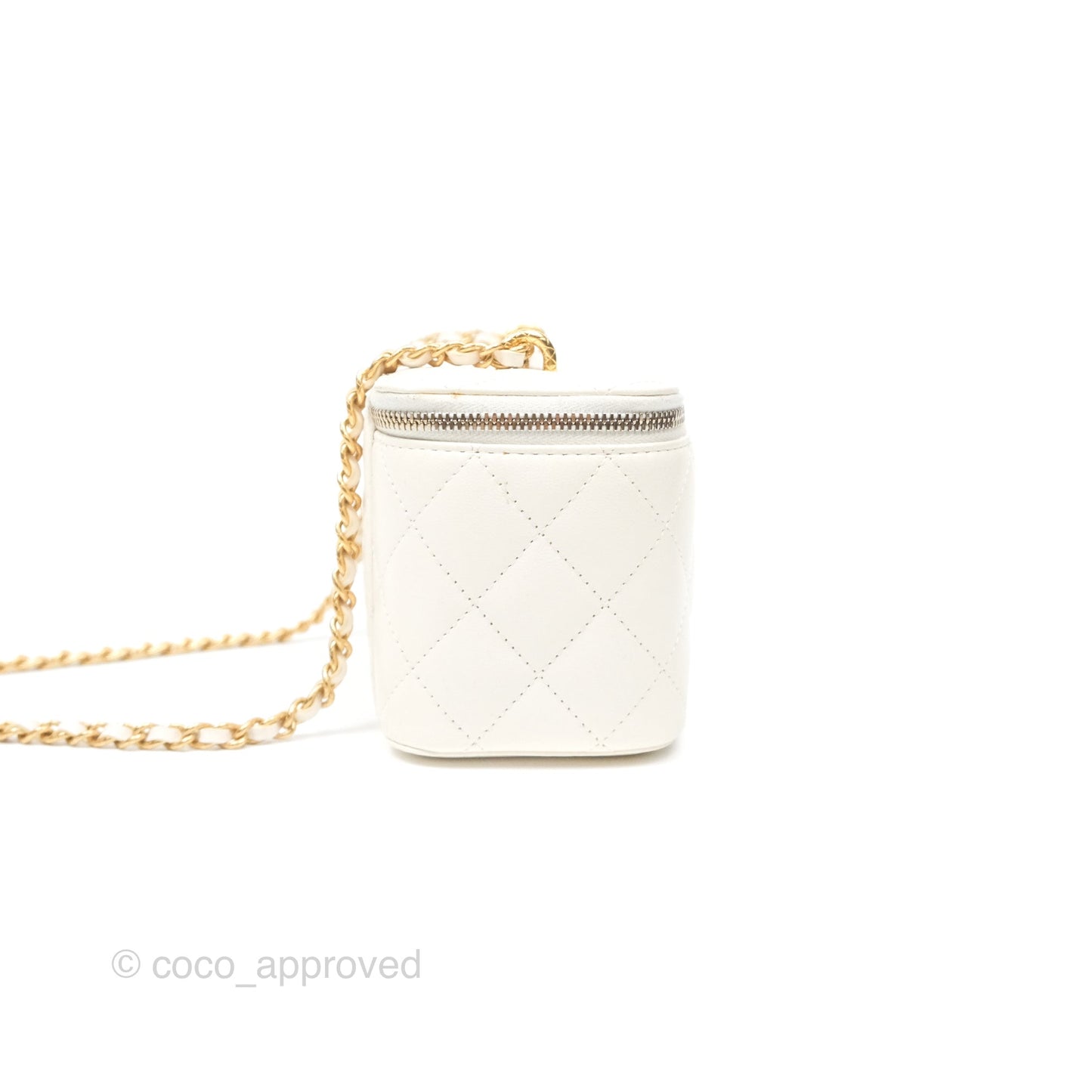Chanel Vanity with Double Chain White Shiny Lambskin 23C