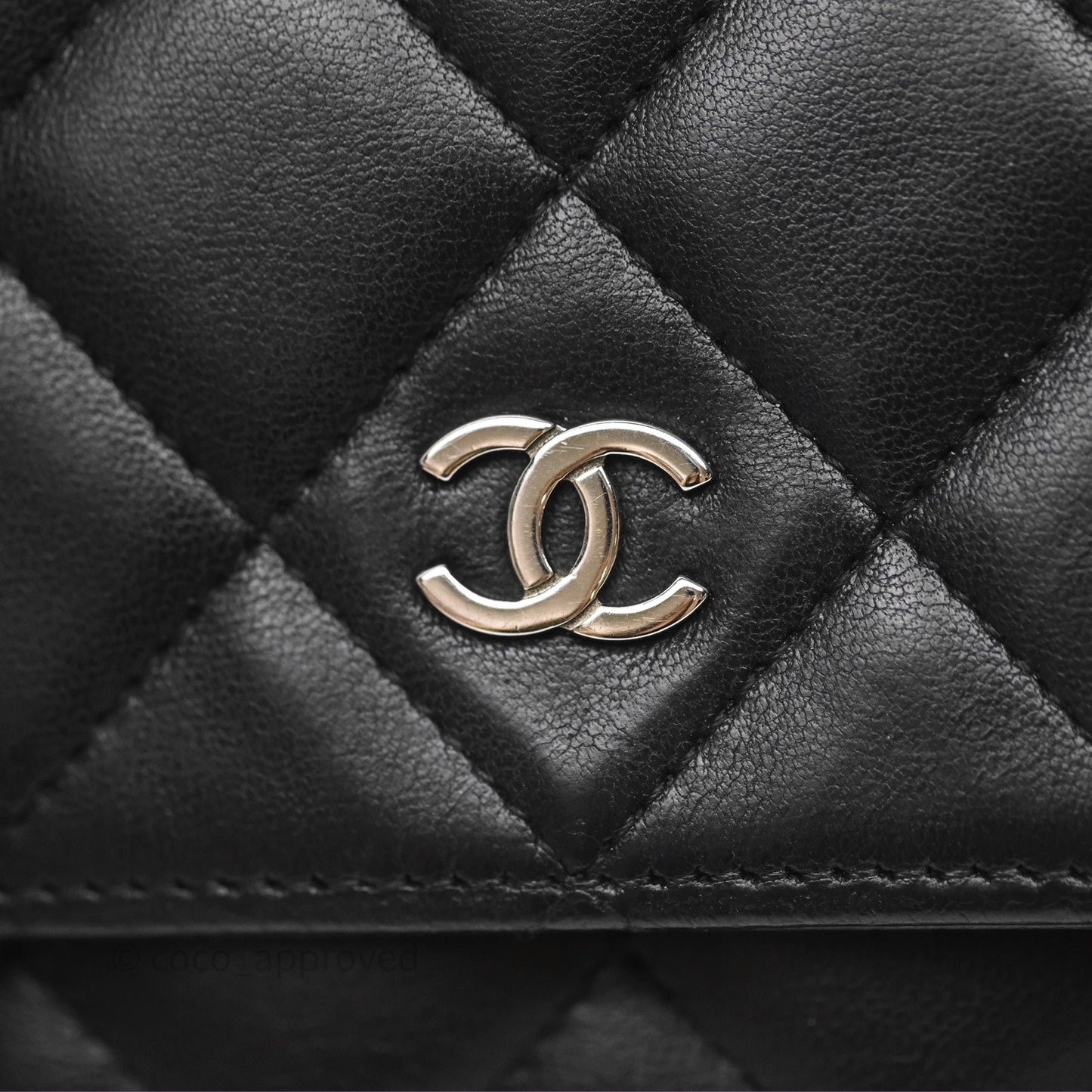 Chanel Quilted WOC Black Lambskin Silver Hardware
